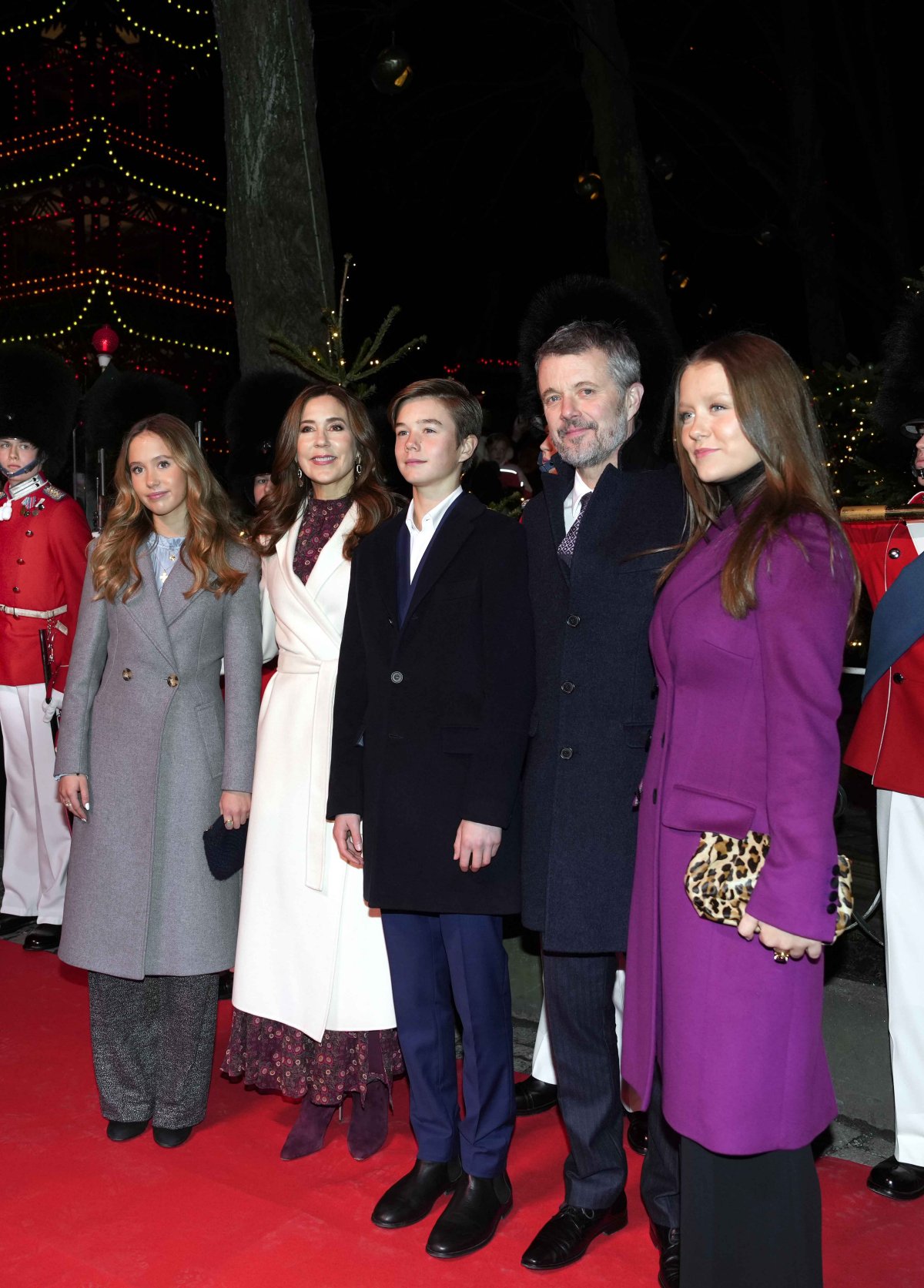 The King and Queen of Denmark, with Princess Josephine, Prince Vincent, and Princess Isabella, arrive for a performance of the Nutcracker at Tivoli’s Concert Hall in Copenhagen on November 30, 2024 (Keld Navtoft/Tivoli Gardens)