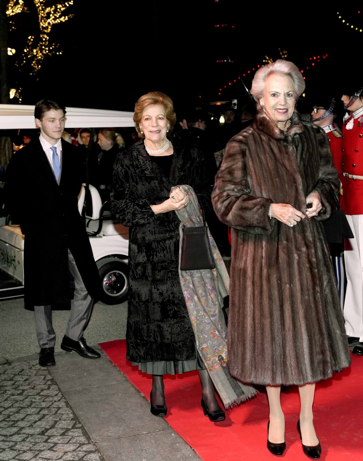 Count Felix, Queen Anne-Marie, and Princess Benedikte arrive for a performance of the Nutcracker at Tivoli’s Concert Hall in Copenhagen on November 30, 2024 (Keld Navtoft/Tivoli Gardens)