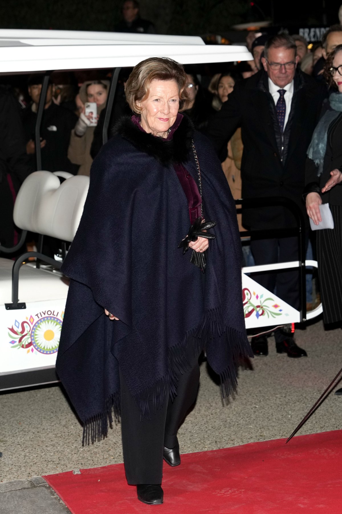 Queen Sonja of Norway arrives for a performance of the Nutcracker at Tivoli’s Concert Hall in Copenhagen on November 30, 2024 (Keld Navtoft/Tivoli Gardens)