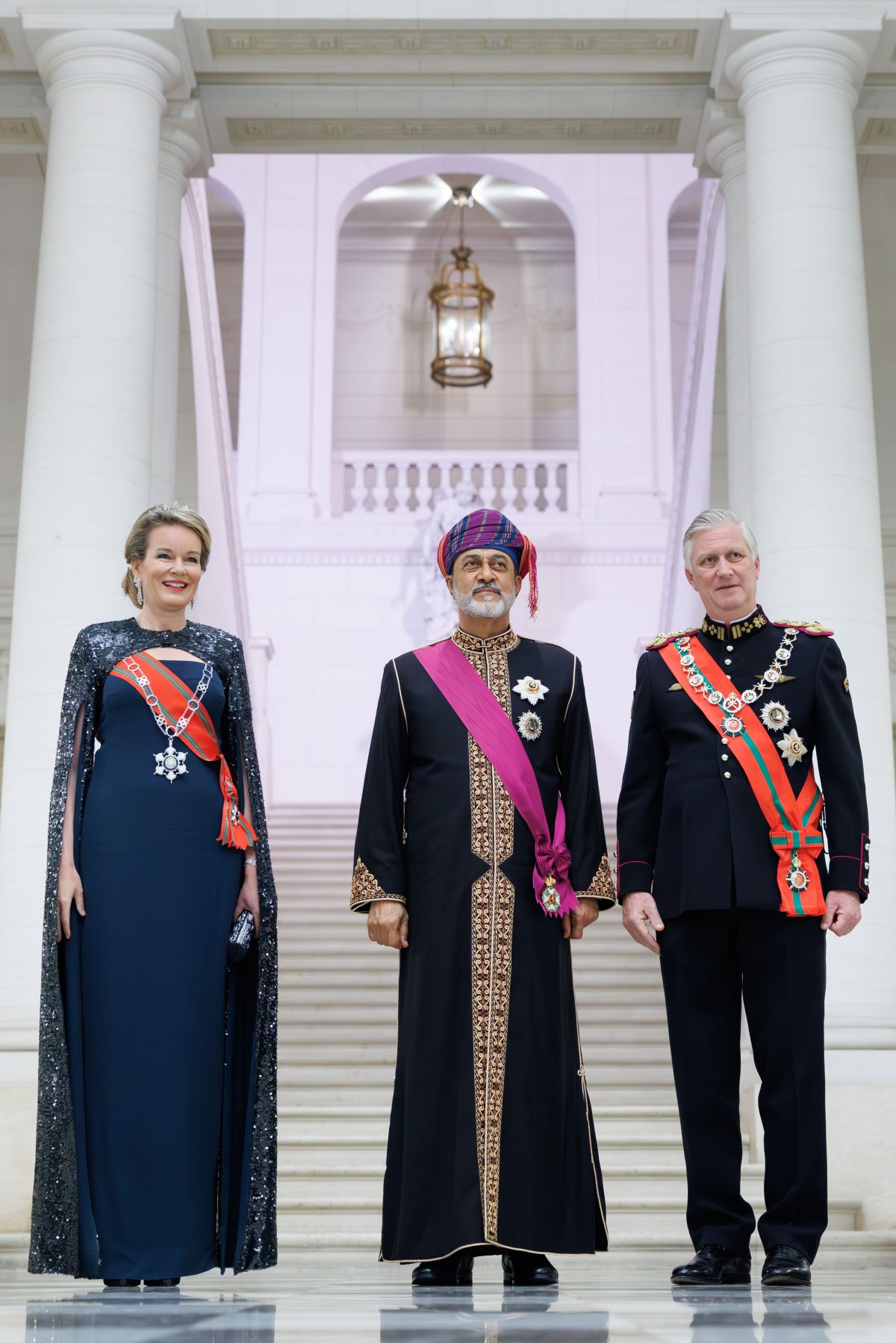 The King and Queen of the Belgians host a state banquet for the Sultan of Oman at the Palace of Laeken on December 3, 2024 (BENOIT DOPPAGNE/Belga News Agency/Alamy)