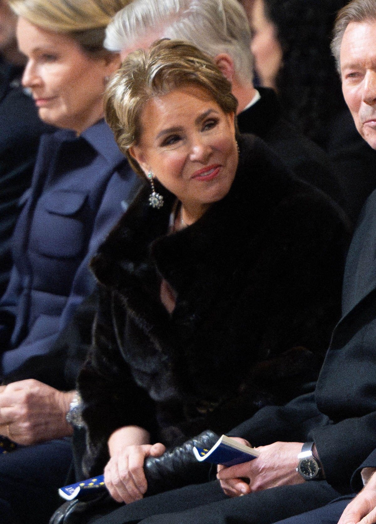 The Grand Duchess of Luxembourg attends the reopening ceremony of the restored Cathedral of Notre Dame in Paris on December 7, 2024 (Eric Tschaen/Abaca Press/Alamy)
