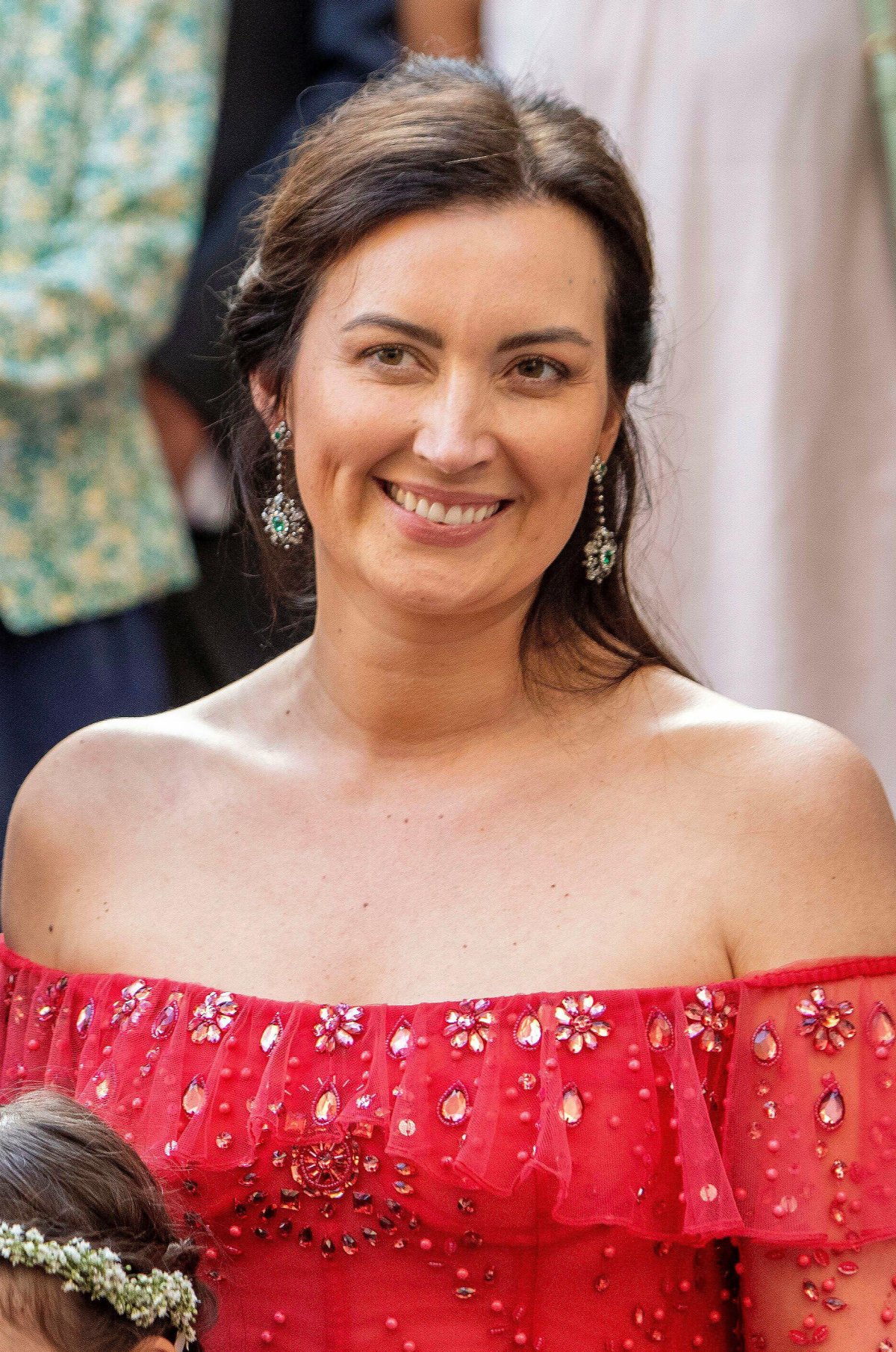Princess Claire of Luxembourg attends the wedding of Princess Alexandra and Nicolas Bagory in Bormes Les Mimosas on April 29, 2023 (Albert Nieboer/DPA Picture Alliance/Alamy)