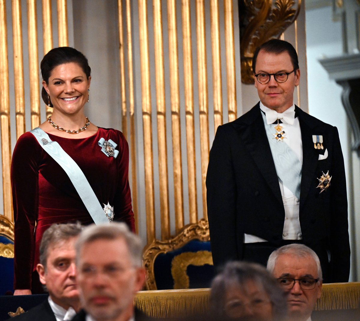 Crown Princess Victoria and Prince Daniel of Sweden attend the Swedish Academy's annual Grand Ceremony at the Old Stock Exchange Building in Stockholm on December 20, 2024 (Pontus Lundahl/TT News Agency/Alamy)