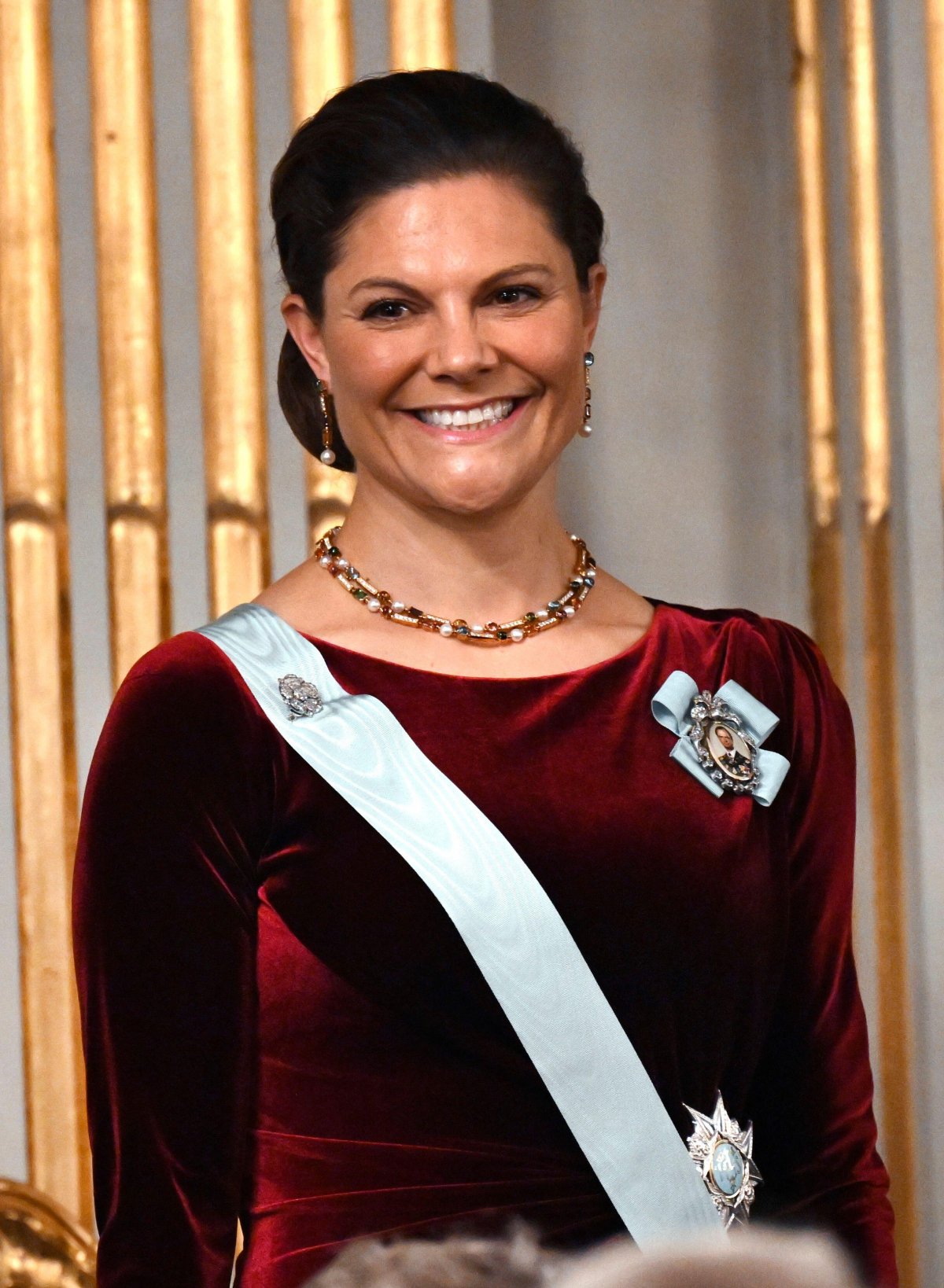 Crown Princess Victoria of Sweden attends the Swedish Academy's annual Grand Ceremony at the Old Stock Exchange Building in Stockholm on December 20, 2024 (Pontus Lundahl/TT News Agency/Alamy)