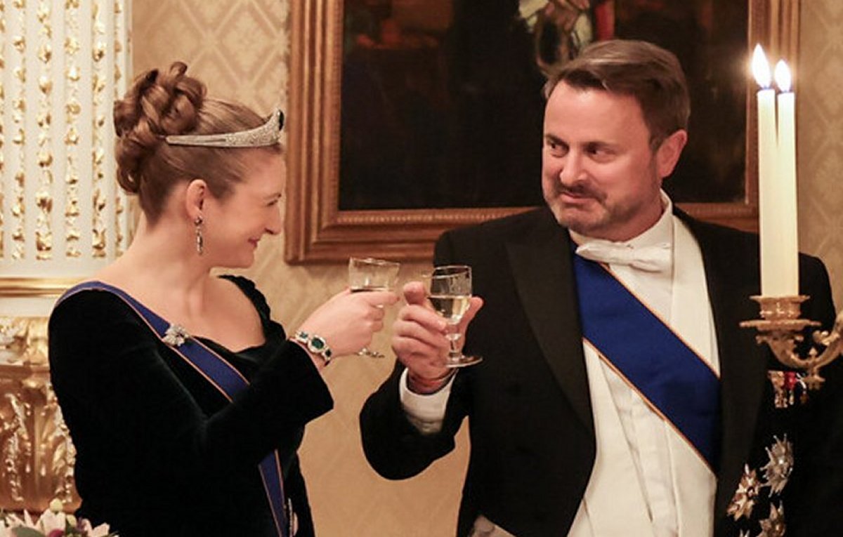 The Grand Duke and Grand Duchess of Luxembourg, with the Hereditary Grand Duke and Hereditary Grand Duchess, host a state banquet for President Pavel of the Czech Republic and Mrs. Pavlova at the Grand Ducal Palace in Luxembourg on February 29, 2024 (Maison du Grand-Duc/Sophie Margue)