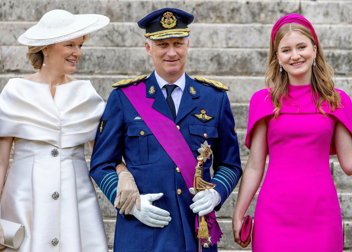 The King and Queen of the Belgians, with the Duchess of Brabant, attend a Te Deum service on National Day in Brussels on July 21, 2024 (Albert Nieboer/DPA Picture Alliance/Alamy)