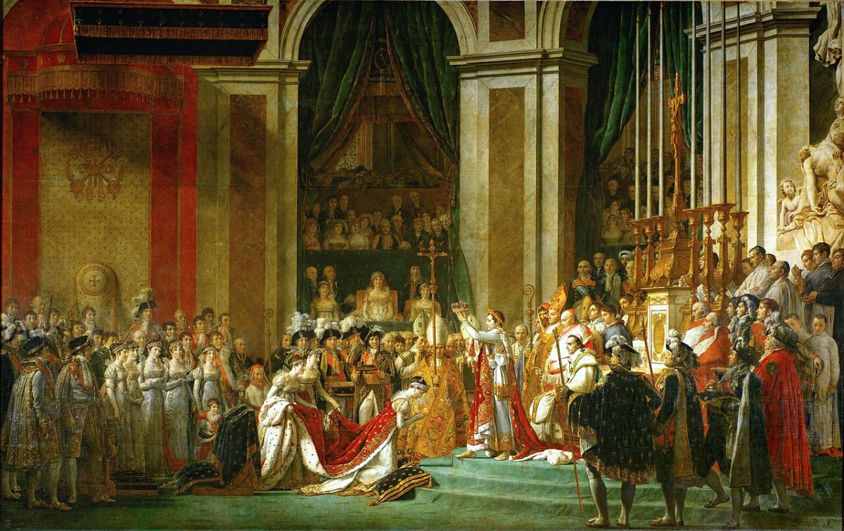 Coronation of Emperor Napoleon I and Coronation of the Empress Josephine in Notre-Dame de Paris, December 2, 1804 by Jacques-Louis David, 1807 (Louvre Museum)