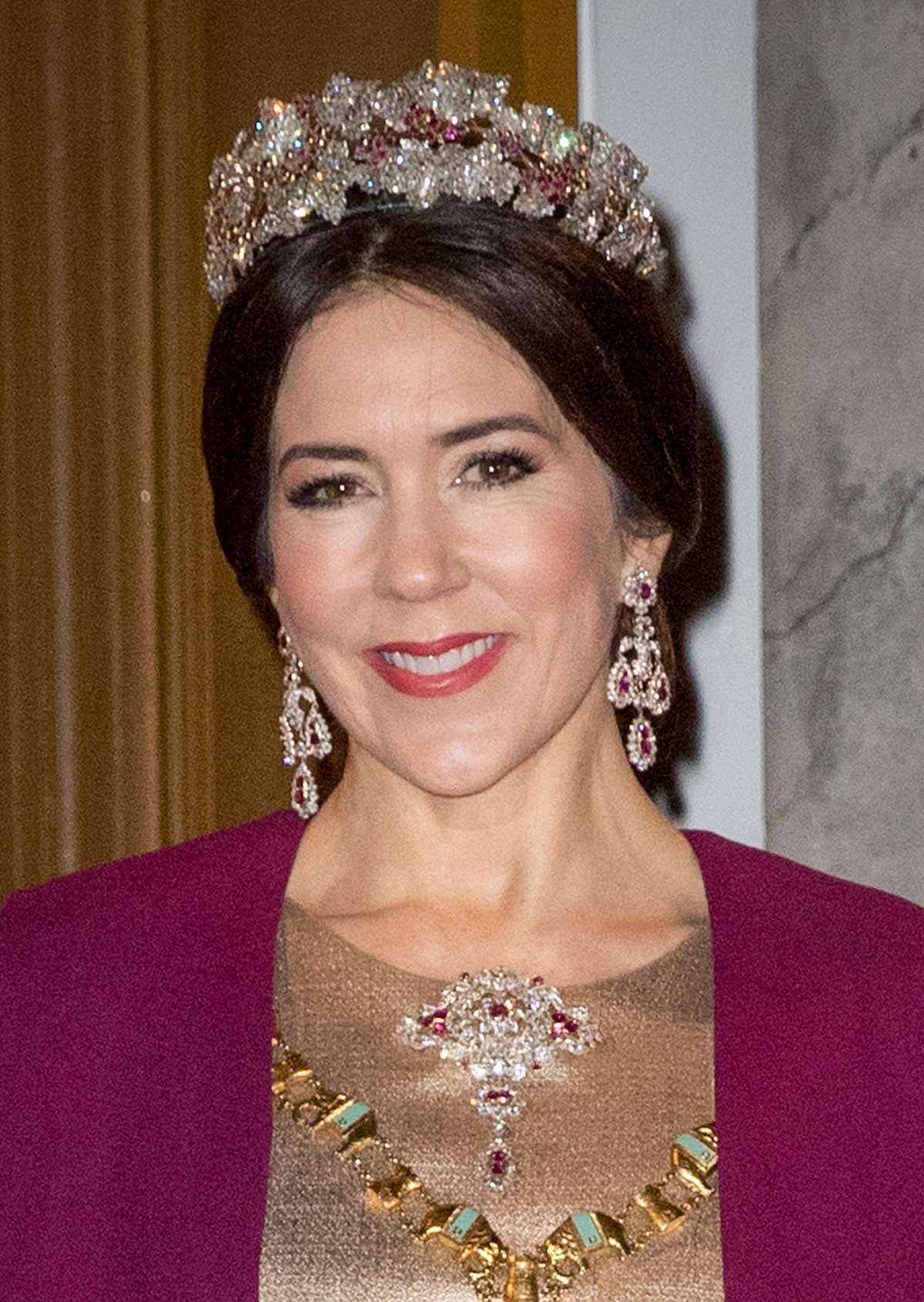 Crown Princess Mary of Denmark attends the New Year’s Levee at Amalienborg in Copenhagen on January 1, 2017 (Patrick van Katwijk/DPA Picture Alliance/Alamy)
