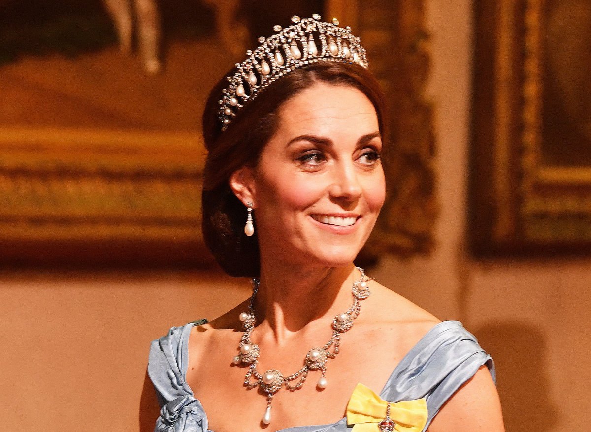 The Duchess of Cambridge attends a state banquet in honor of the King of the Netherlands at Buckingham Palace in London on October 23, 2018 (John Stillwell/PA Images/Alamy)
