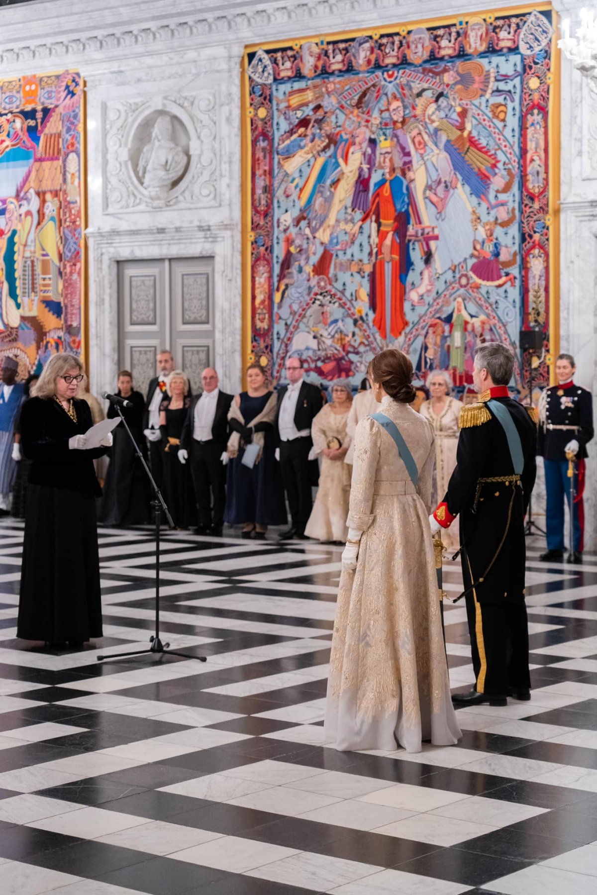The King and Queen of Denmark attend a New Year reception at Christiansborg Palace in Copenhagen on January 6, 2025 (Kongehuset)