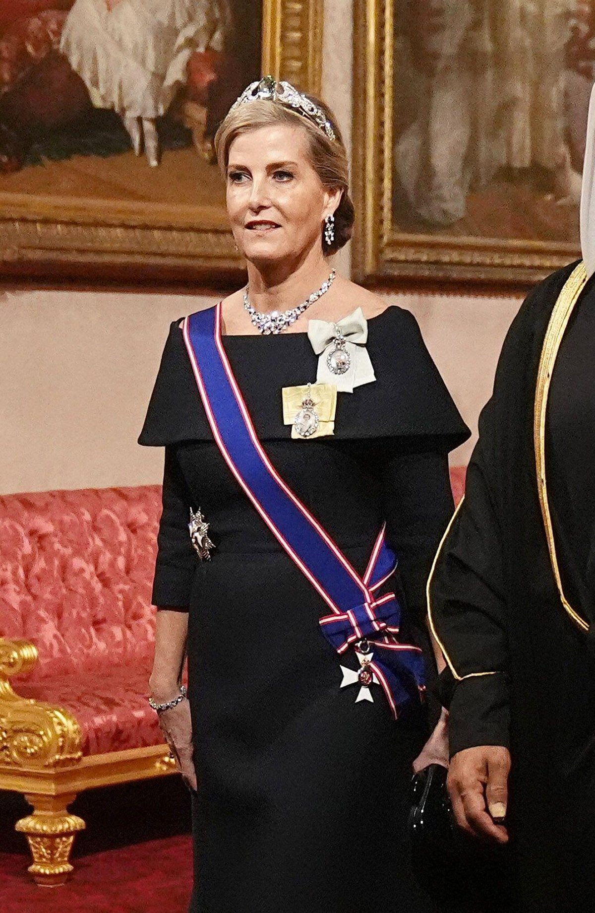 The Duchess of Edinburgh attends a state banquet in honor of the Emir of Qatar at Buckingham Palace in London on December 3, 2024 (Aaron Chown/PA Images/Alamy)