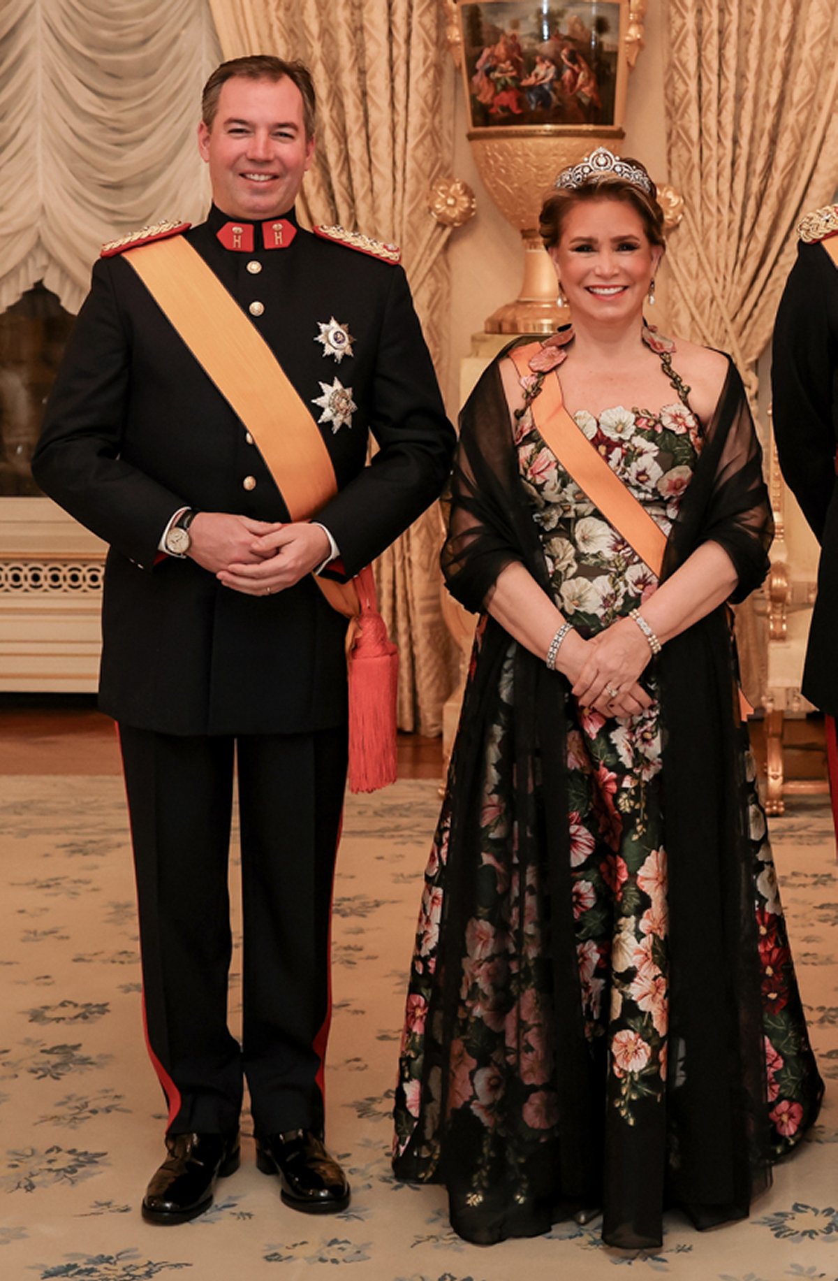 The Grand Duke and Grand Duchess of Luxembourg, with the Hereditary Grand Duke and Hereditary Grand Duchess, host a New Year's reception at the Grand Ducal Palace in Luxembourg on January 15, 2025 (Maison du Grand-Duc)