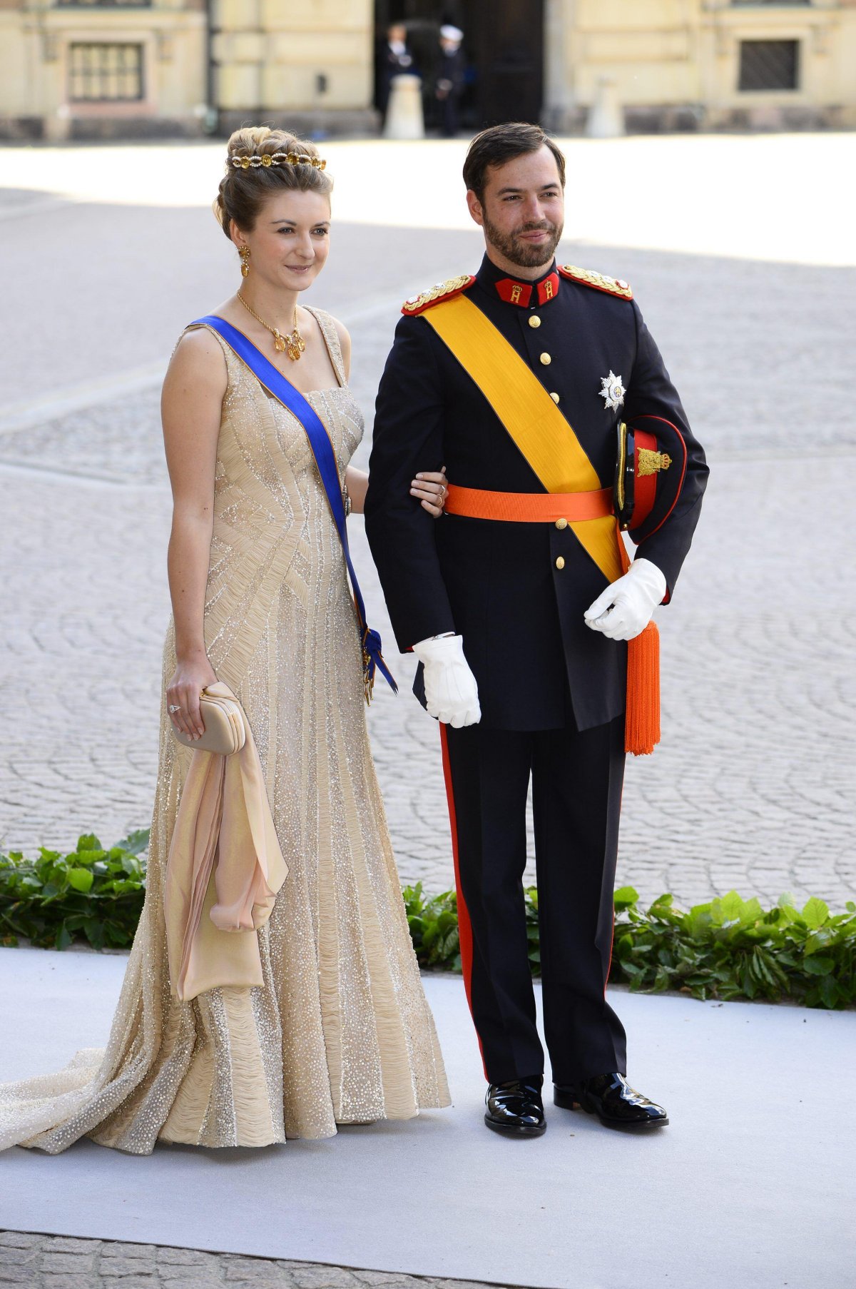 The Hereditary Grand Duke and Hereditary Grand Duchess of Luxembourg attend the wedding of Princess Madeleine of Sweden and Christopher O'Neill in Stockholm on June 8, 2013 (Suvad Mrkonjic/TT News Agency/Alamy)