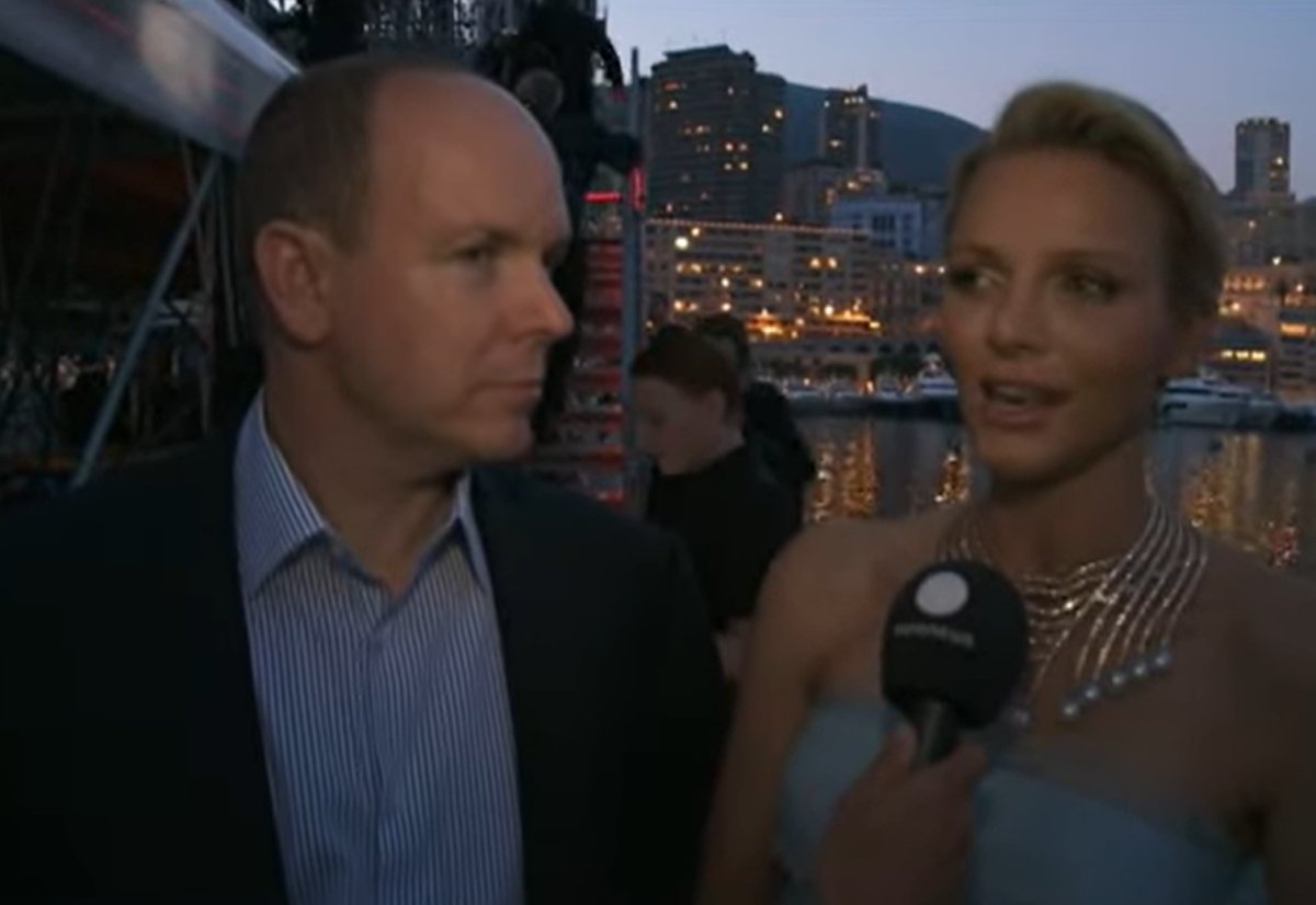 The Prince of Monaco and Charlene Wittstock attend a a sound and light show by Jean-Michel Jarre on July 1, 2011 (screencapture)