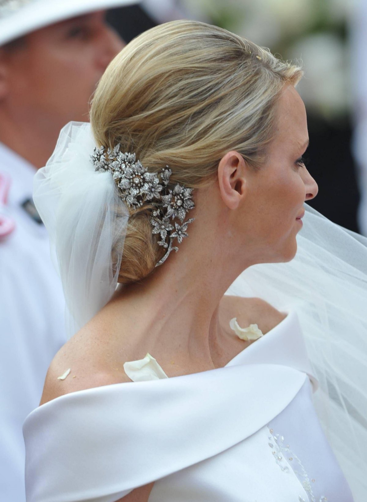 The Princess of Monaco leaves the courtyard of the Palais Princier after her religious wedding ceremony on July 2, 2011 (Thierry Orban/Abaca Press/Alamy)
