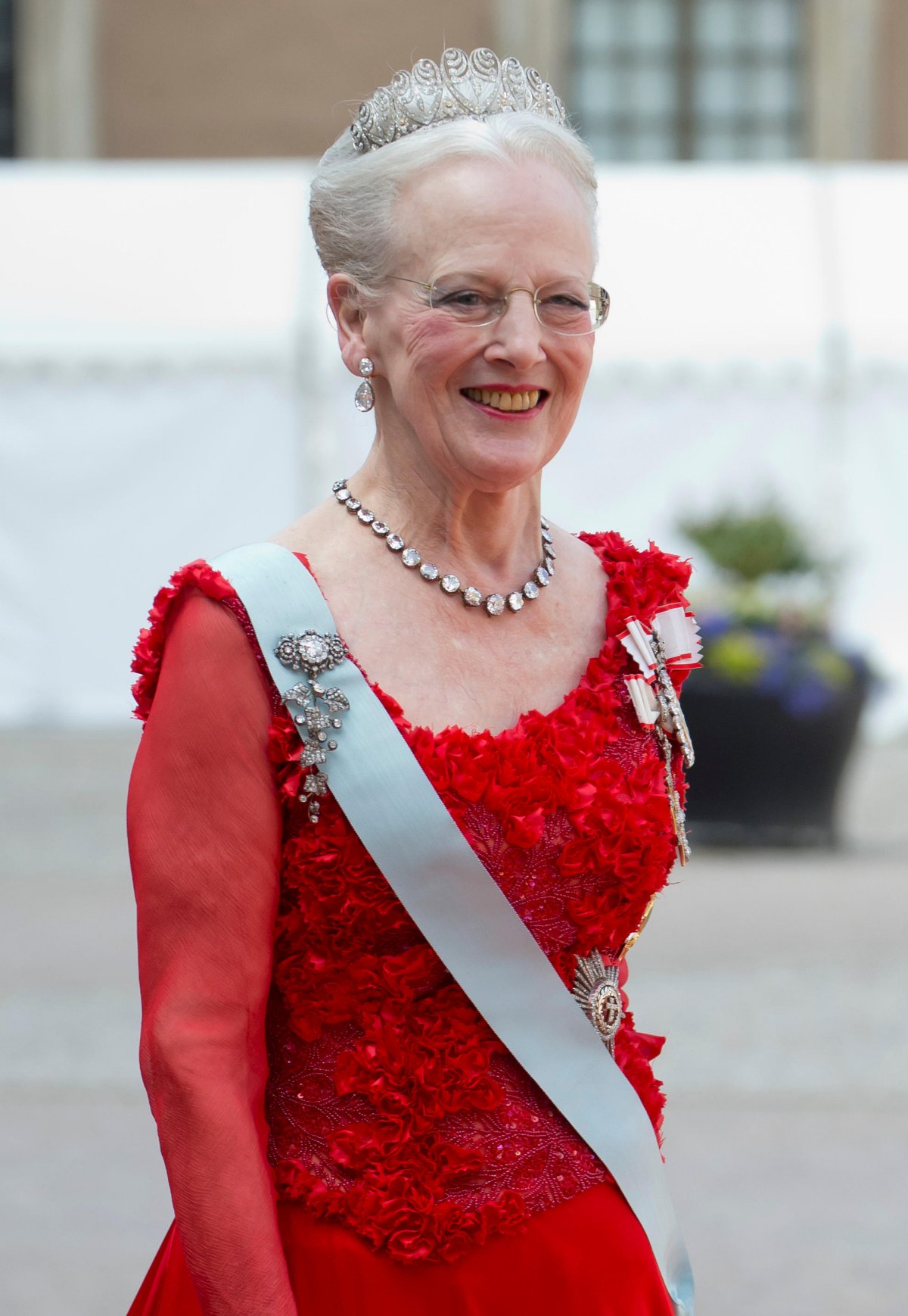 Queen Margrethe II of Denmark attends the wedding of Prince Carl Philip and Princess Sofia of Sweden in Stockholm on June 13, 2015 (Limedog/Alamy)