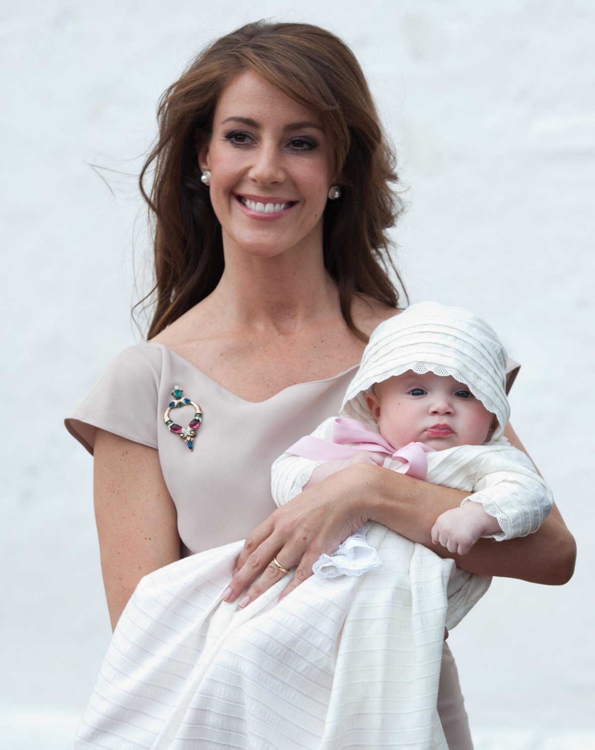 Princess Marie of Denmark is pictured with her daughter, Athena, after the baby's christening at Mogeltonder Church on May 20, 2012 (Christian Charisius/DPA Picture Alliance/Alamy)