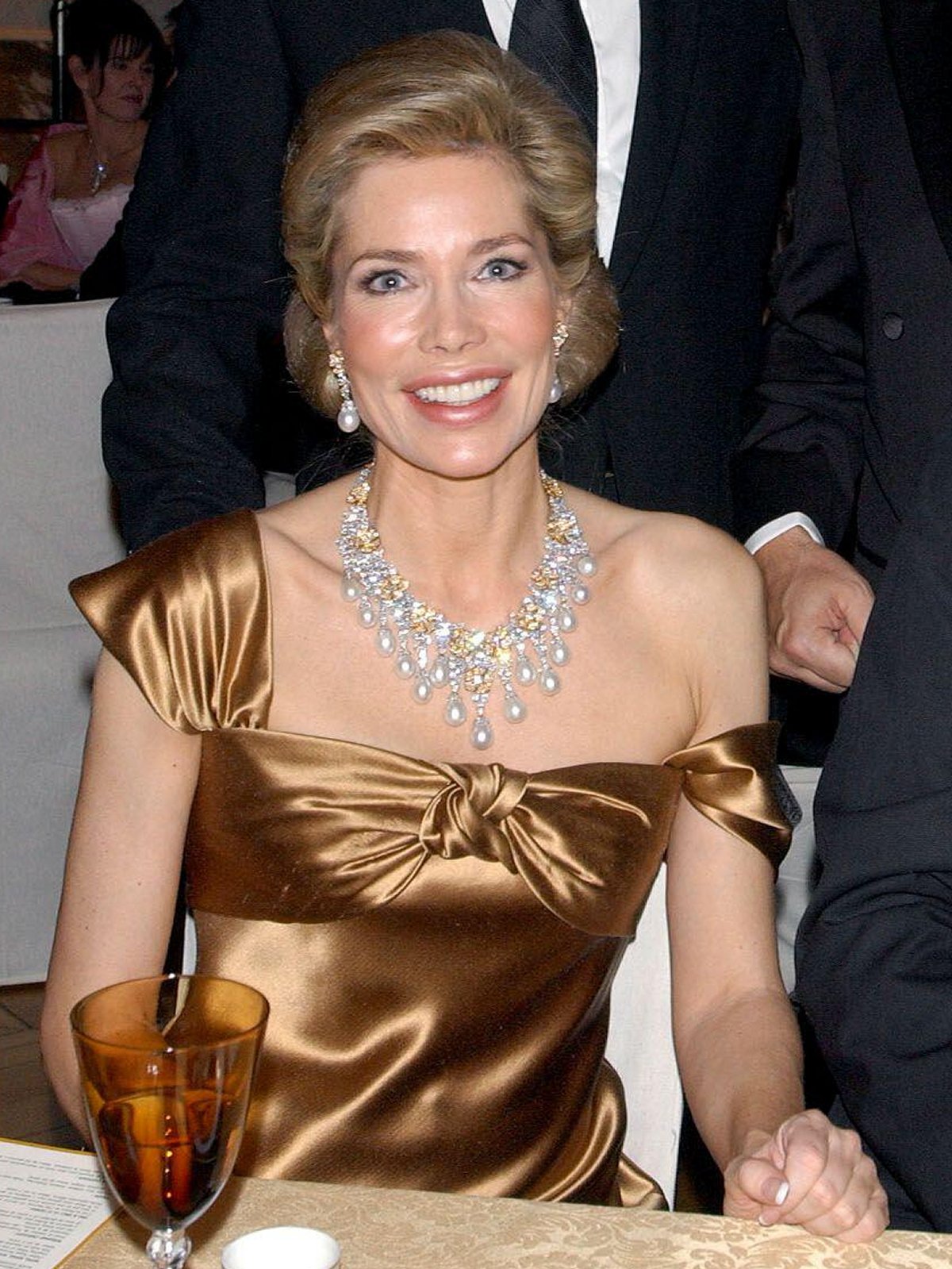 Begum Inaara Aga Khan attends a charity gala dinner supporting cancer research funding at the Palace of Versailles on February 9, 2004 (Serge Arnal/Abaca Press/Alamy)