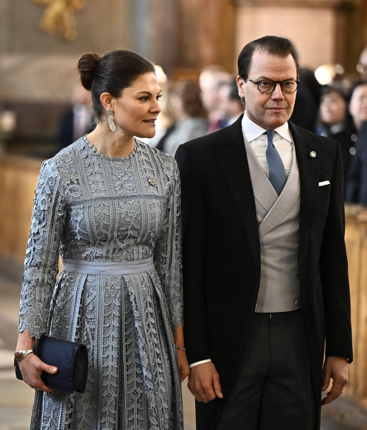 Crown Princess Victoria and Prince Daniel of Sweden attend a Te Deum service in honor of the birth of Princess Ines in the chapel of the Royal Palace in Stockholm on February 10, 2025 (Christine Olsson/TT News Agency/Alamy)
