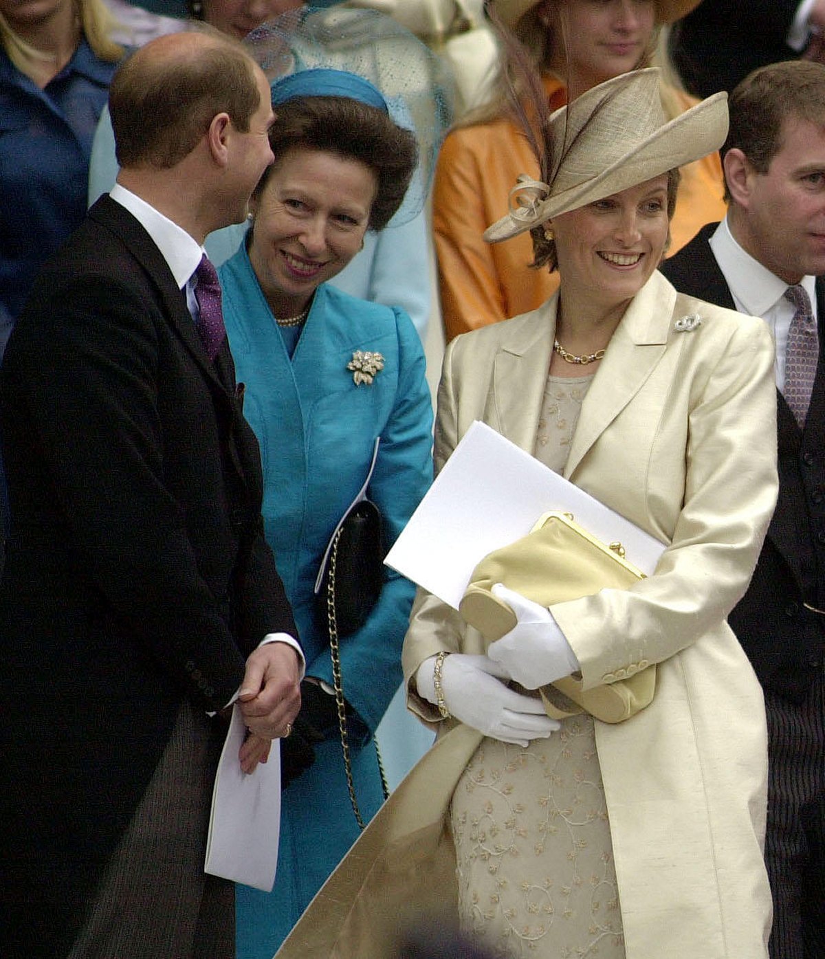 The Earl and Countess of Wessex and the Princess Royal attend a service of thanksgiving for the Queen Mother's 100th birthday at St. Paul's Cathedral in London on July 11, 2000 (Fiona Hanson/PA Images/Alamy)