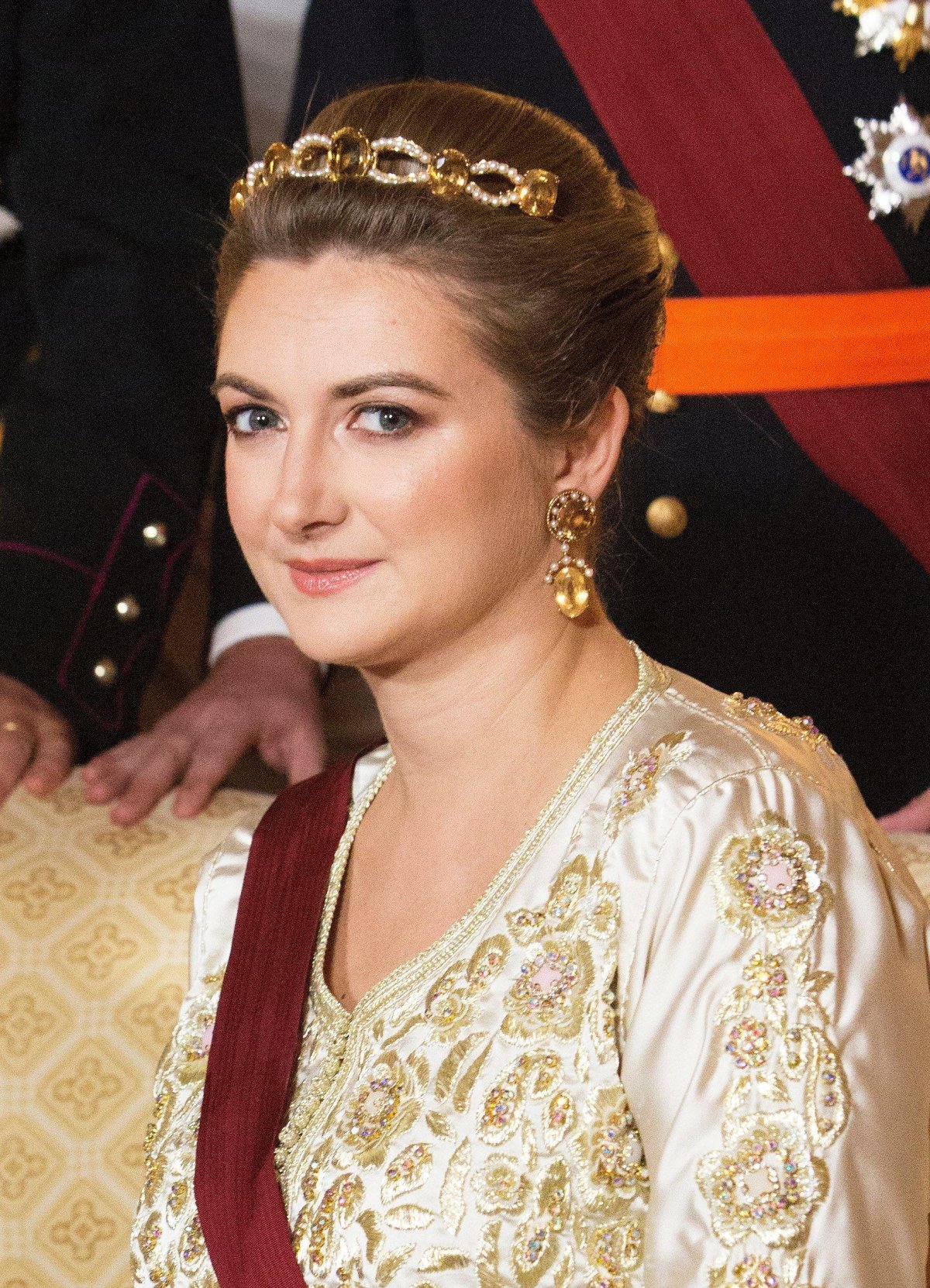 Hereditary Grand Duchess Stephanie of Luxembourg attends a state banquet in honor of the King and Queen of the Belgians in Luxembourg on October 15, 2019 (Albert Ph van der Werf/DPA Picture Alliance/Alamy)