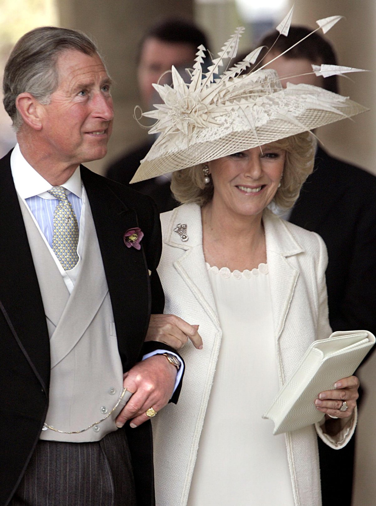 The Prince of Wales and the Duchess of Cornwall are pictured after their civil wedding ceremony in Windsor on April 9, 2005 (DPA Picture Alliance Archive/Alamy)