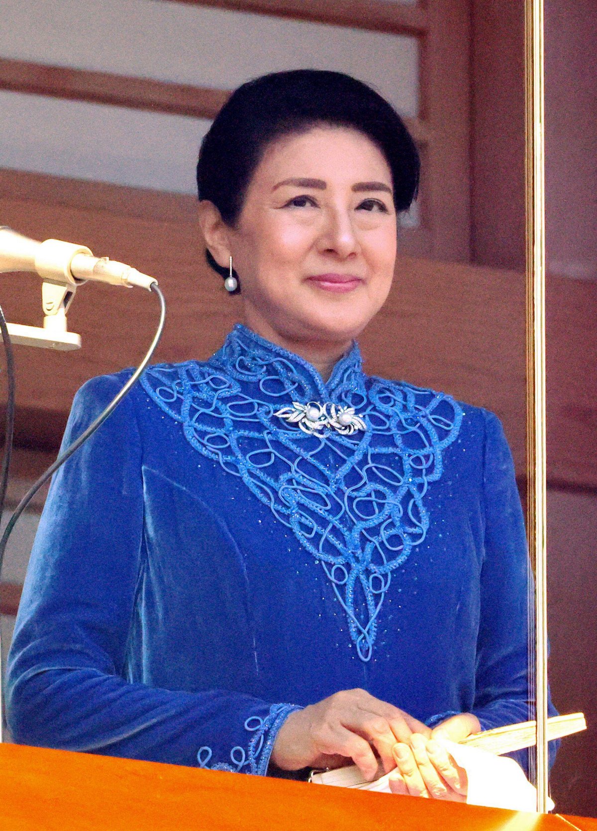 The Empress of Japan appears on the balcony of the Imperial Palace in Tokyo during the Emperor's 65th birthday celebrations on February 23, 2025 (Nippon News/Alamy)