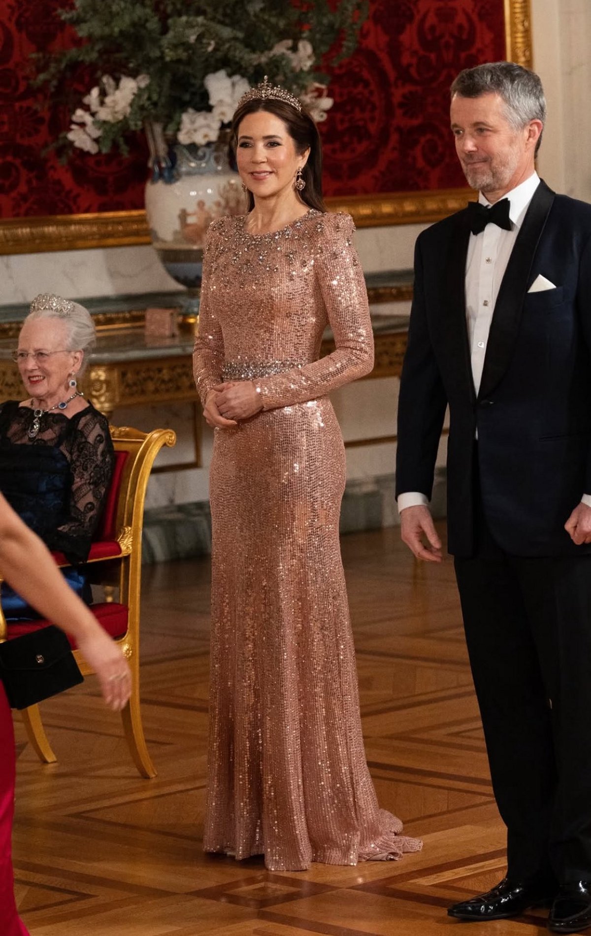The King and Queen of Denmark, with Queen Margrethe, host an arts and culture banquet at Christiansborg Palace in Copenhagen on February 28, 2025 (Kongehuset)