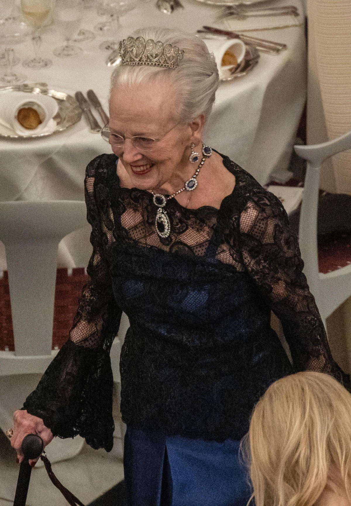 Queen Margrethe of Denmark attends an arts and culture banquet at Christiansborg Palace in Copenhagen on February 28, 2025 (Kristian Tuxen Ladegaard Berg/Zuma Press/Alamy)