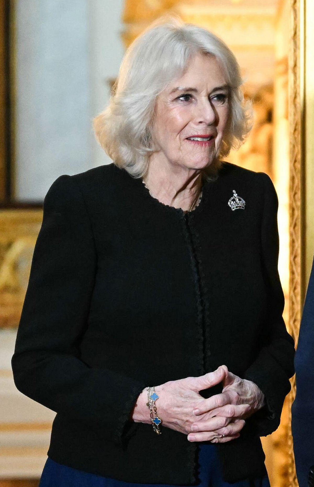 Queen Camilla hosts a reception to celebrate the final of BBC's creative writing competition, 500 Words, at Buckingham Palace on February 26, 2025 (Justin Tallis/PA Images/Alamy)