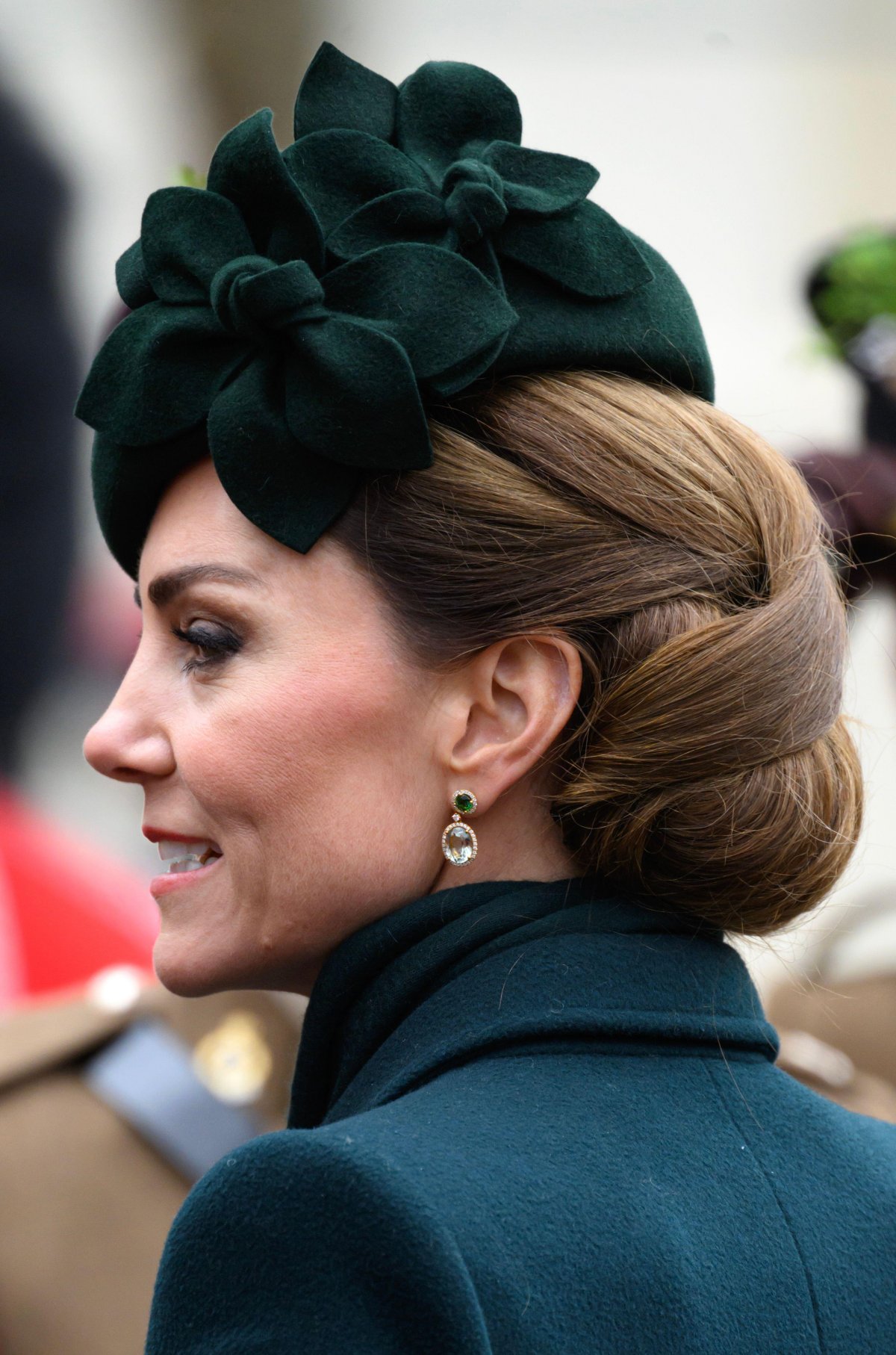 The Princess of Wales presents shamrocks to the Irish Guards on St. Patrick's Day at Wellington Barracks in London on March 17, 2025 (Doug Peters/EMPICS/Alamy)