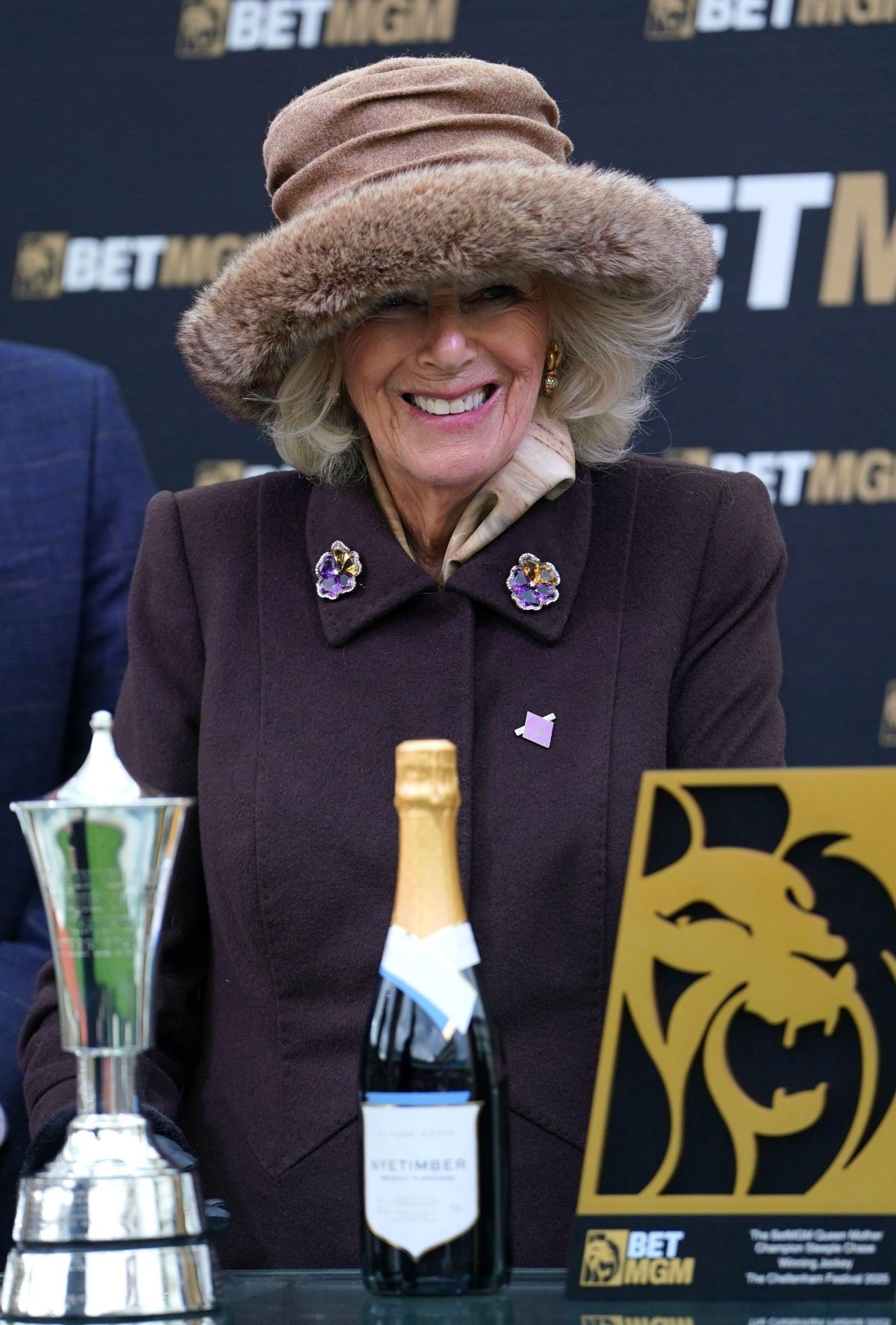 Queen Camilla attends the second day of the Cheltenham Festival in Gloucestershire on March 12, 2025 (David Davies for the Jockey Club/PA Images/Alamy)