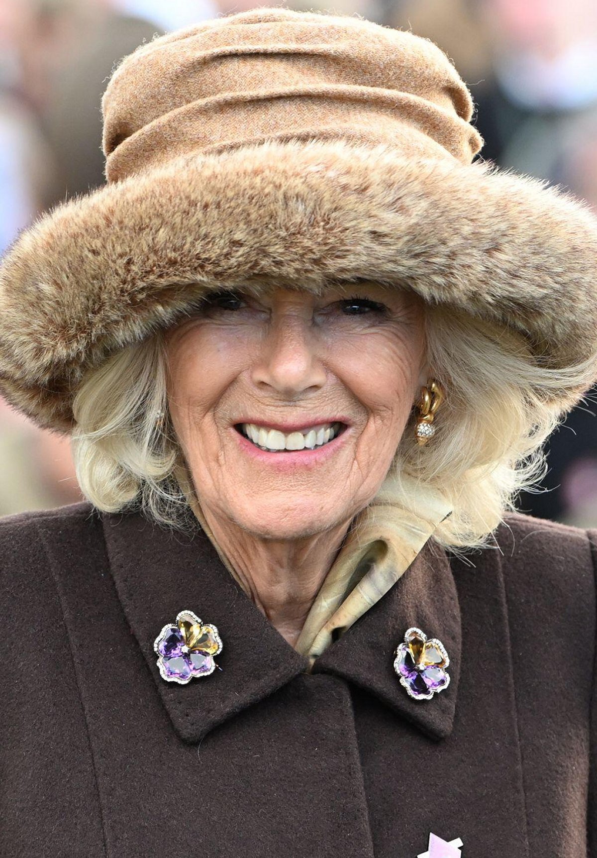 Queen Camilla attends the second day of the Cheltenham Festival in Gloucestershire on March 12, 2025 (Eddie Mulholland/PA Images/Alamy)