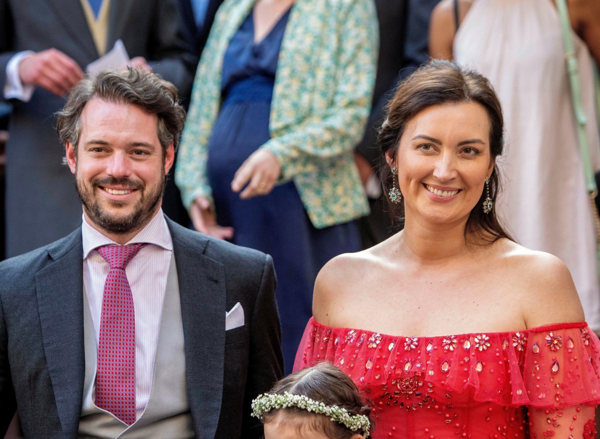 Prince Felix and Princess Claire of Luxembourg attend the wedding of Princess Alexandra and Nicolas Bagory in Bormes-les-Mimosas on April 29, 2023 (Albert Nieboer/DPA Picture Alliance/Alamy)
