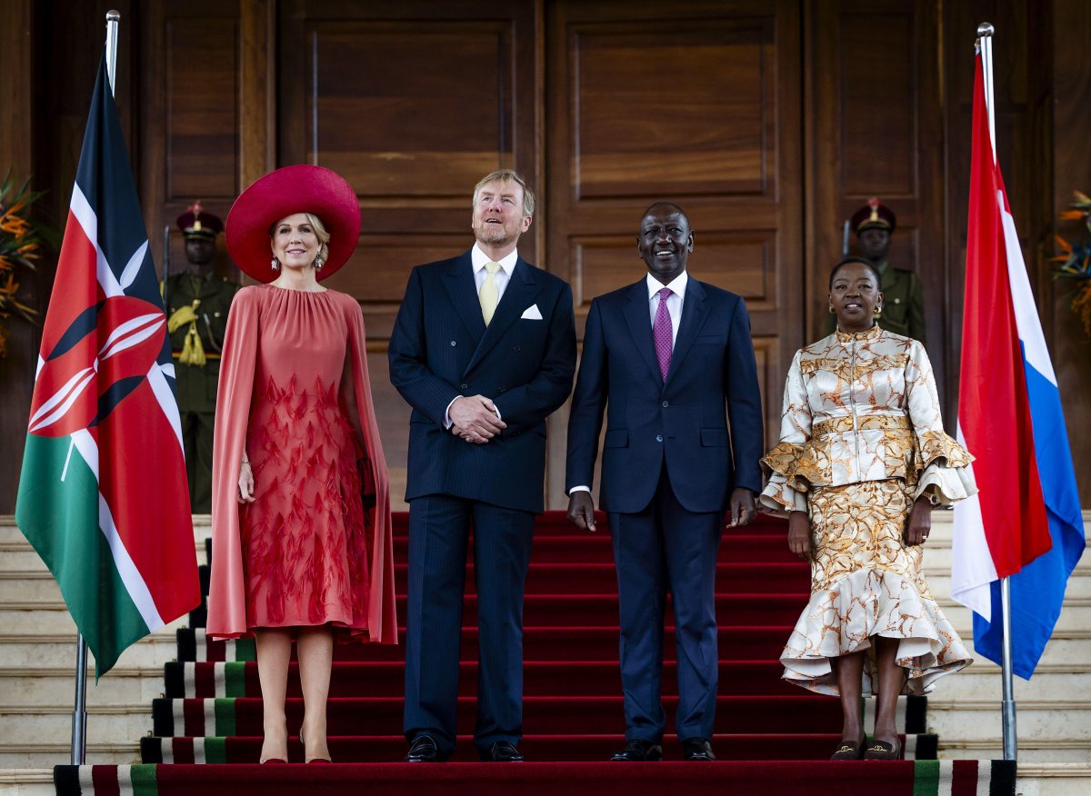 The King and Queen of the Netherlands are welcomed by President and Mrs. Ruto to Nairobi at the start of their state visit to Kenya on March 18, 2025 (Patrick van Emst/NLBeeld/Alamy)