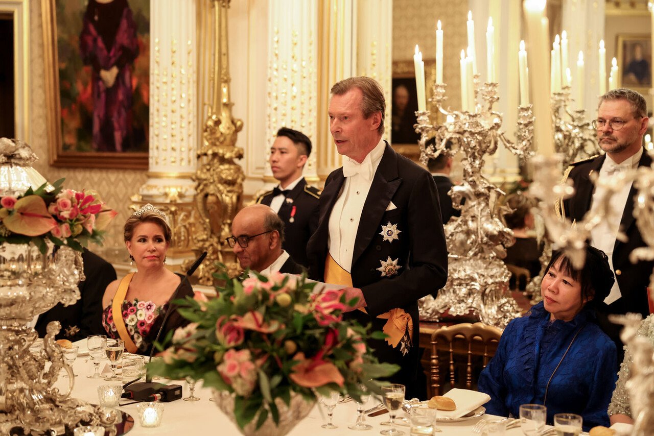 The Grand Duke and Grand Duchess of Luxembourg host a state banquet for the visiting President and First Lady of Singapore on March 27, 2025 (Sophie Margue/Maison du Grand Duc)