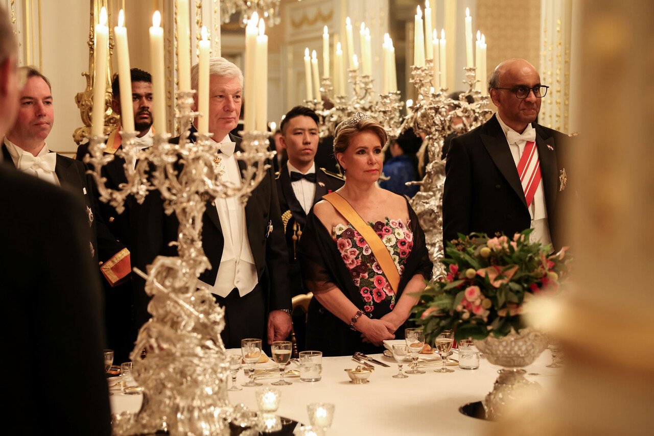 The Grand Duke and Grand Duchess of Luxembourg host a state banquet for the visiting President and First Lady of Singapore on March 27, 2025 (Sophie Margue/Maison du Grand Duc)