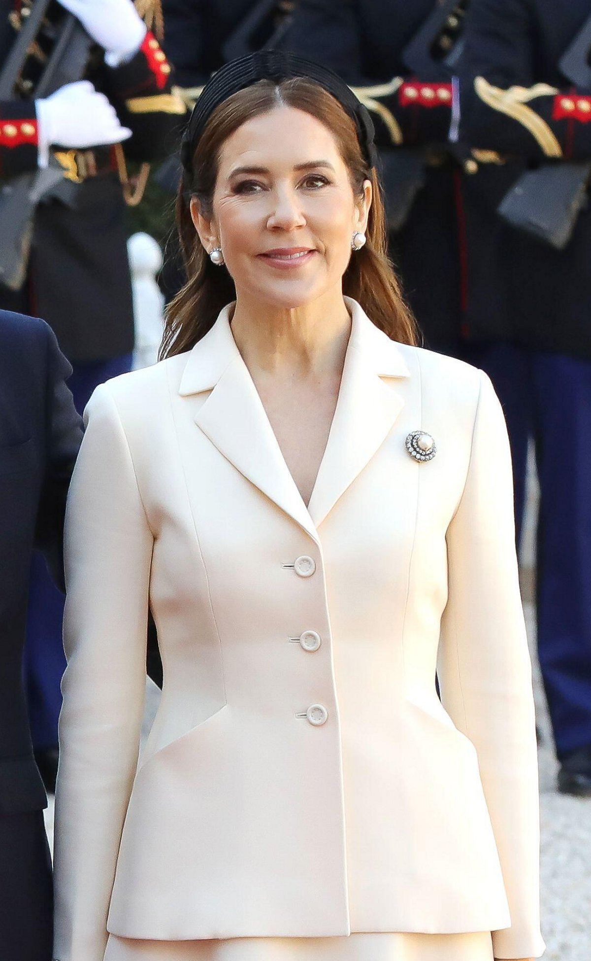 The King and Queen of Denmark are greeted by President Emmanuel Macron and Brigitte Macron at the Elysee Palace in Paris on the first day of their state visit to France, March 31, 2025 (François Loock/Alamy)