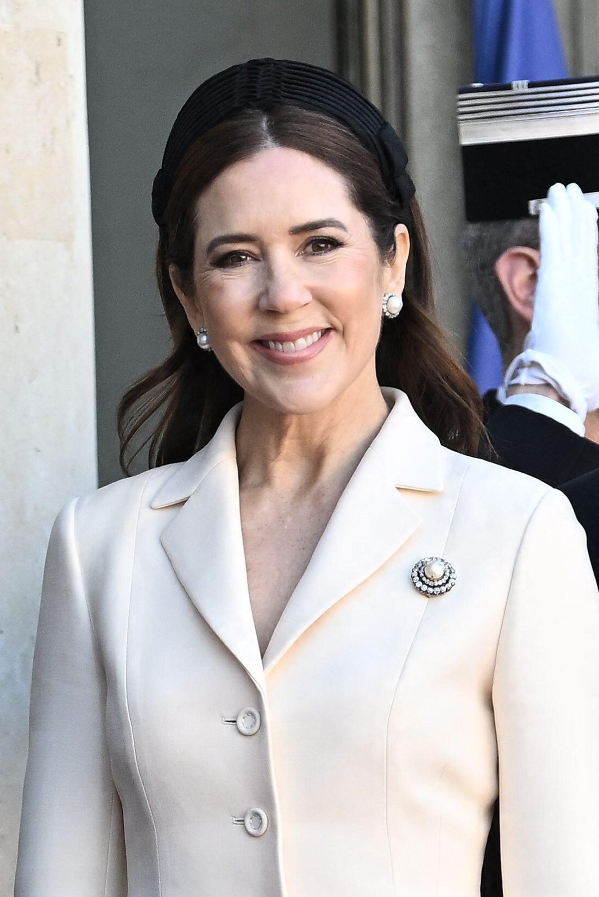 The King and Queen of Denmark are greeted by President Emmanuel Macron and Brigitte Macron at the Elysee Palace in Paris on the first day of their state visit to France, March 31, 2025 (Eliot Blondet/Abaca Press/Alamy)