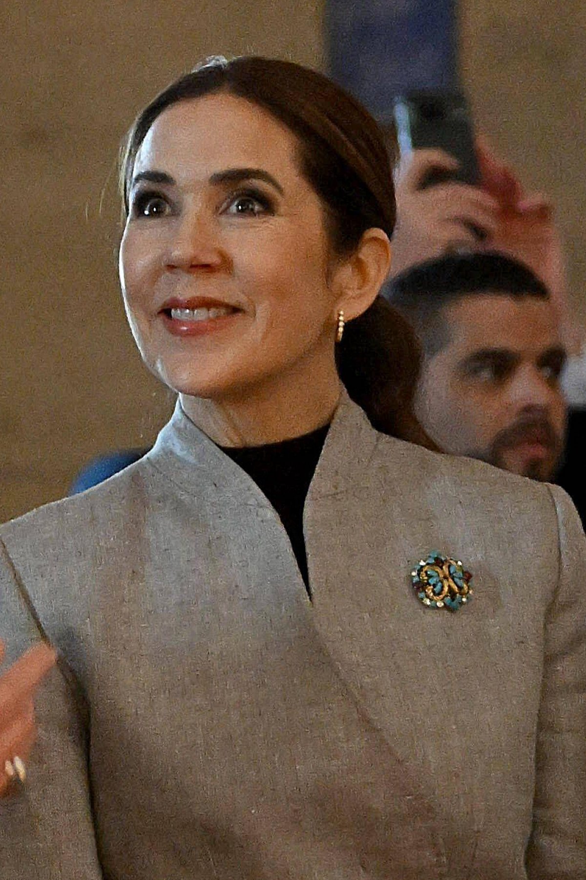 The Queen of Denmark visits the Cathedral of Notre Dame in Paris on April 2, 2025 (Jeanne Accorsini/Abaca Press/Alamy)