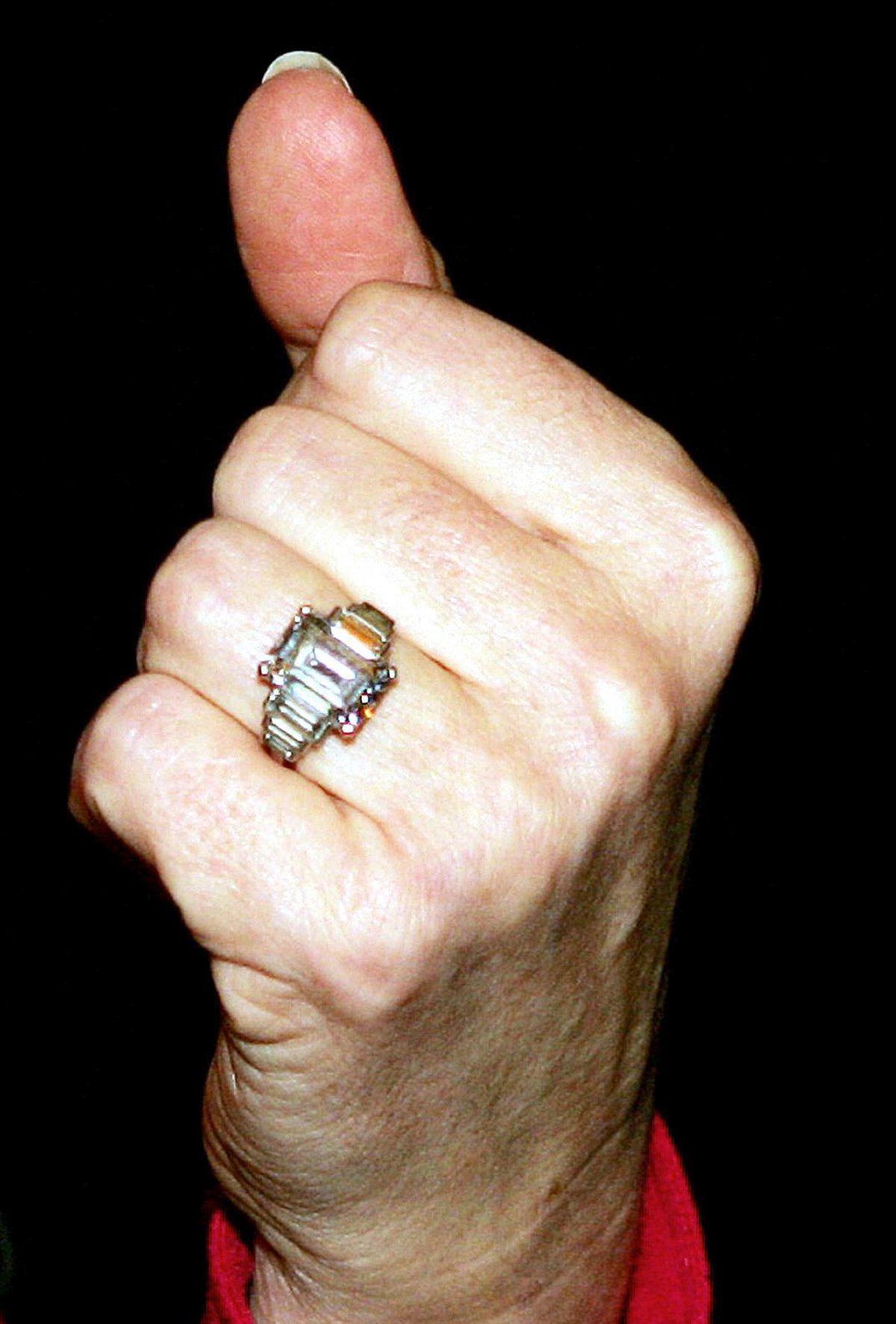 Camilla Parker Bowles, wearing her engagement ring, attends a dinner at Windsor Castle on February 10, 2005 (Jim Watson/PA Images/Alamy)