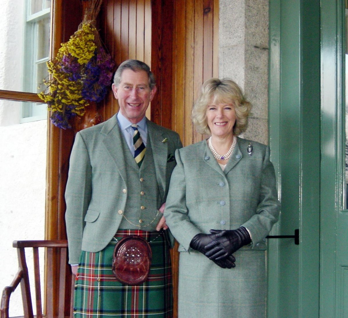 Official photograph of the Prince of Wales and Camilla Parker Bowles, taken at Birkhall in January 2005 and released to celebrate their engagement announcement on February 10, 2005 (Clarence House)