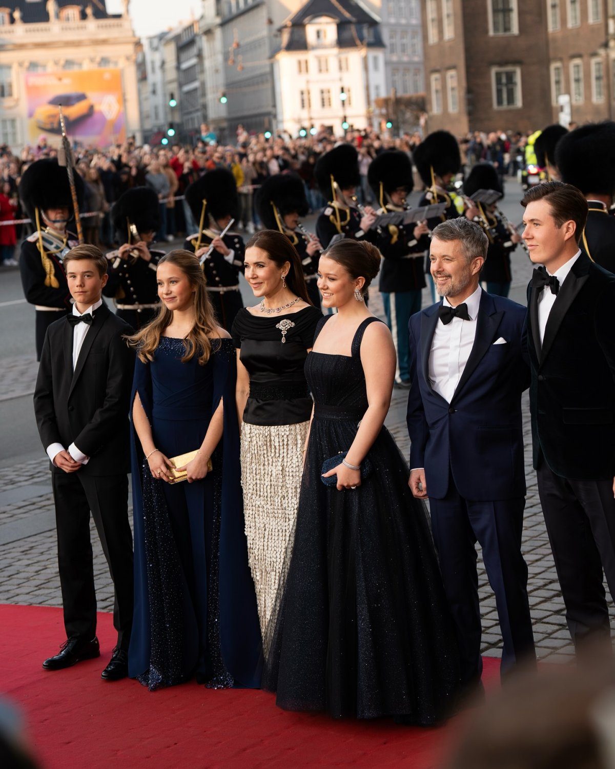 The King and Queen of Denmark, with Crown Prince Christian, Princess Isabella, Prince Vincent, and Princess Josephine, attend a gala concert in honor of Isabella's upcoming eighteenth birthday on April 15, 2025 (Kongehuset)
