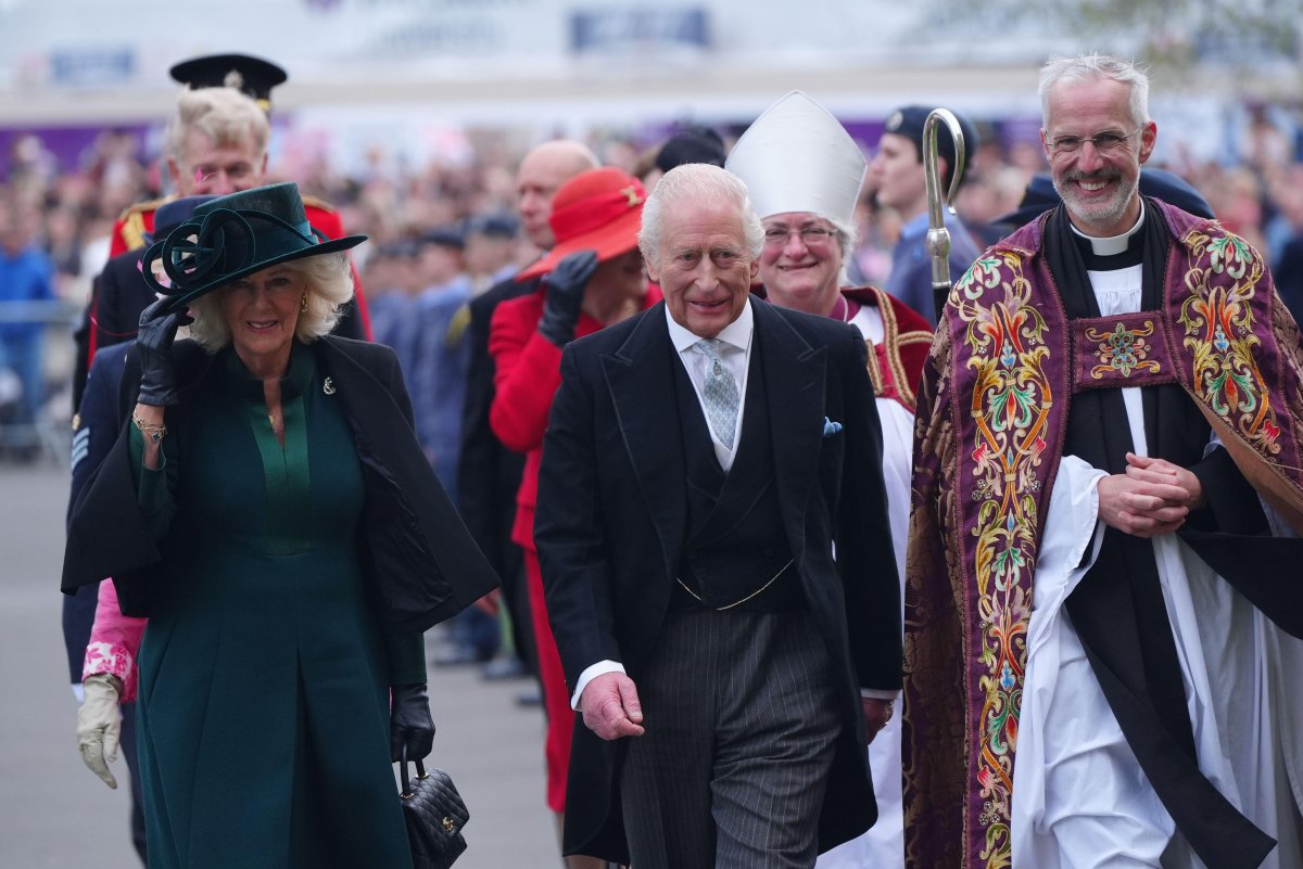 King Charles III and Queen Camilla attend the Royal Maundy service at Durham Cathedral on April 17, 2025 (Owen Humphreys/PA Images/Alamy)