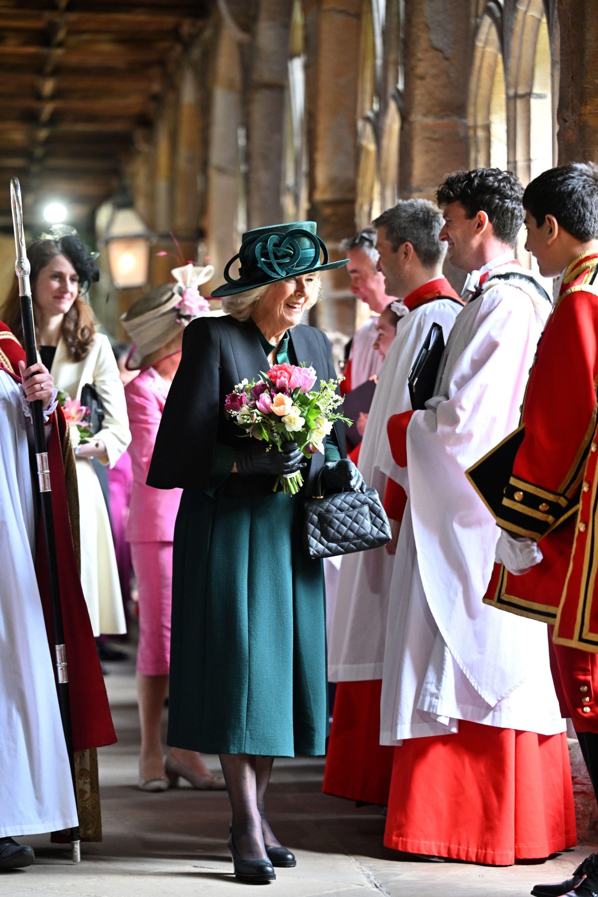 Queen Camilla attends the Royal Maundy service at Durham Cathedral on April 17, 2025 (Anthony Devlin/PA Images/Alamy)