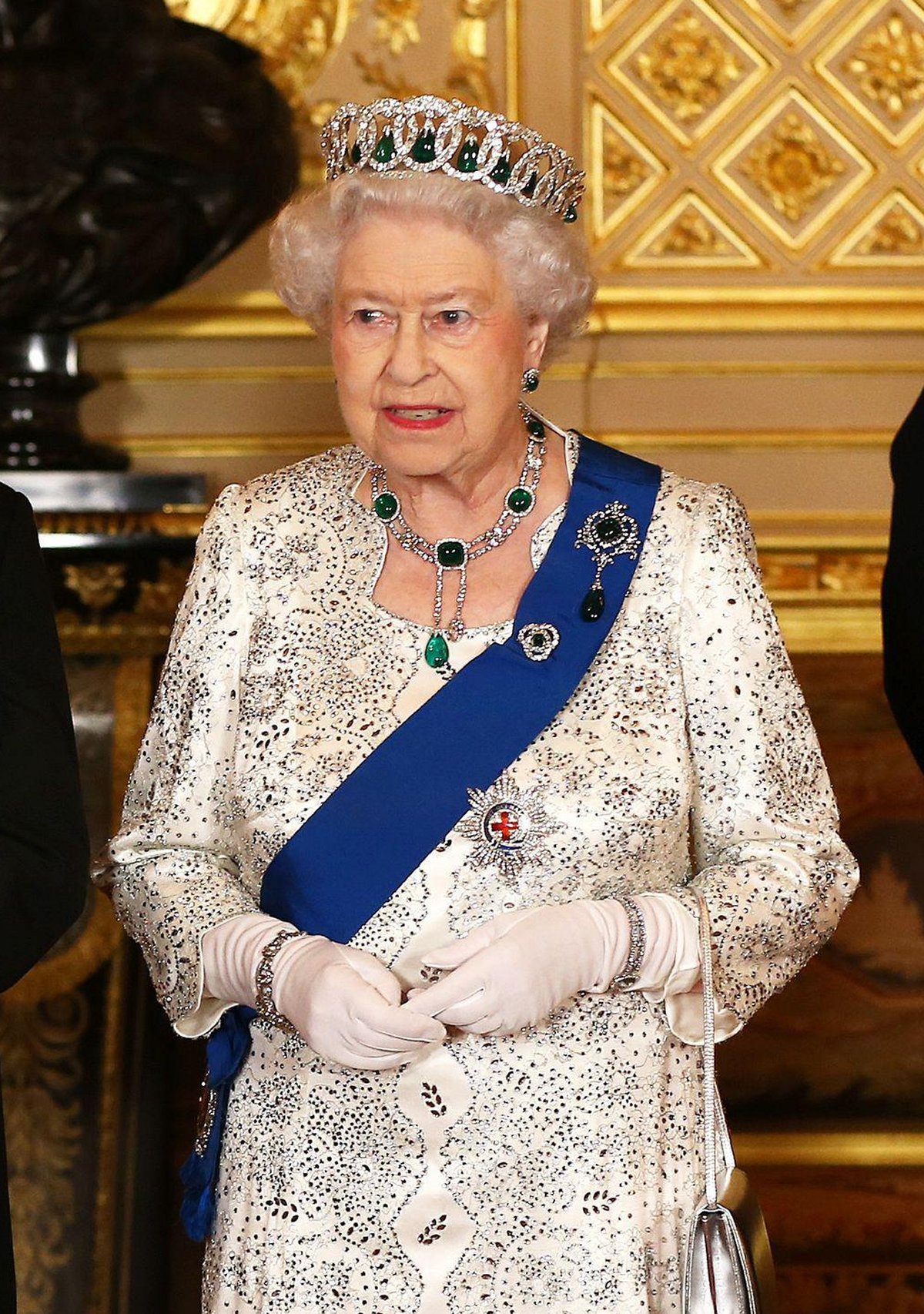 Queen Elizabeth II hosts a state banquet in honor of the visiting President of Ireland at Windsor Castle on April 8, 2014 (Dan Kitwood/PA Images/Alamy)