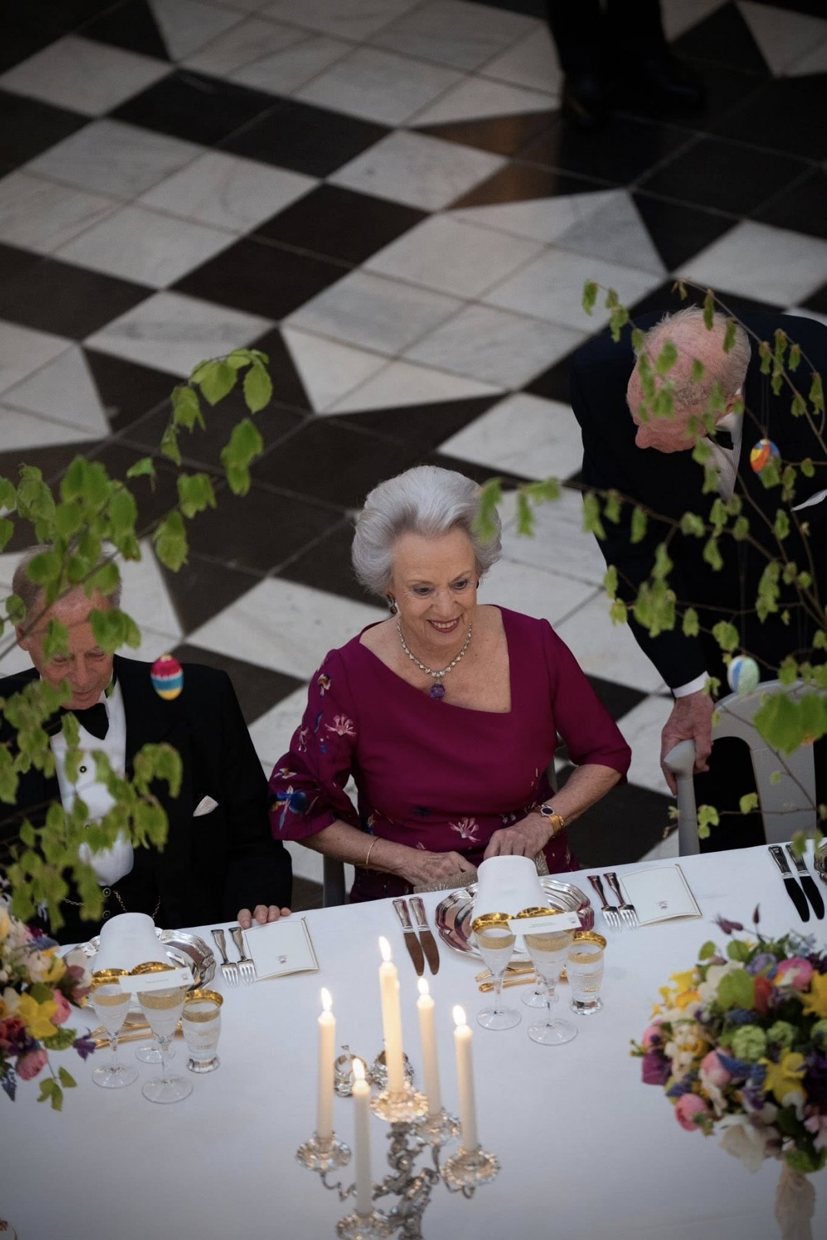 Princess Benedikte attends a private dinner at Fredensborg Palace celebrating Queen Margrethe's 85th birthday on April 16, 2025 (Kongehuset)