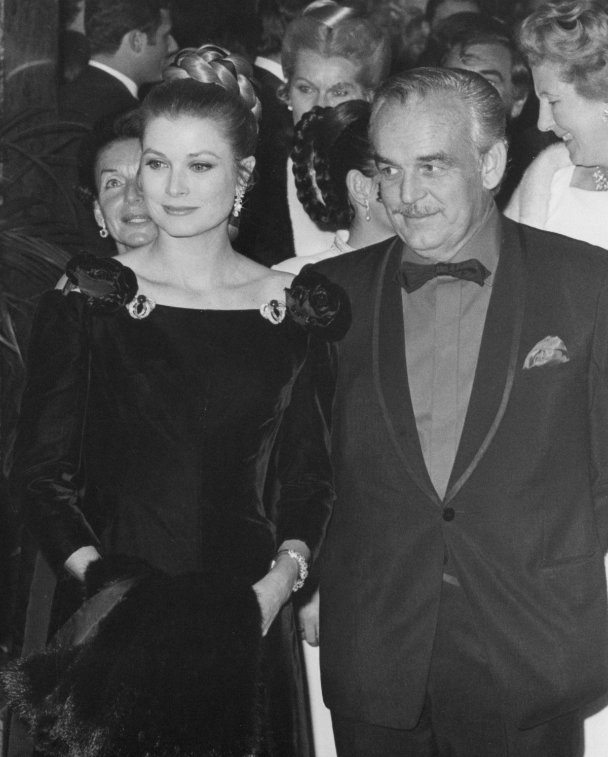 Prince Rainier III and Princess Grace of Monaco arrive for her 40th birthday party, November 1969 (PictureLux/Alamy)
