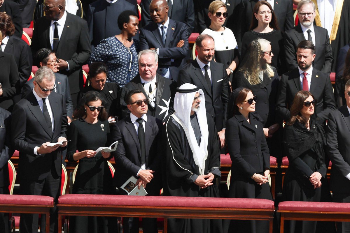 Royals and dignitaries attend the funeral of Pope Francis in St. Peter's Square at the Vatican on April 26, 2025 (IPA/Alamy)