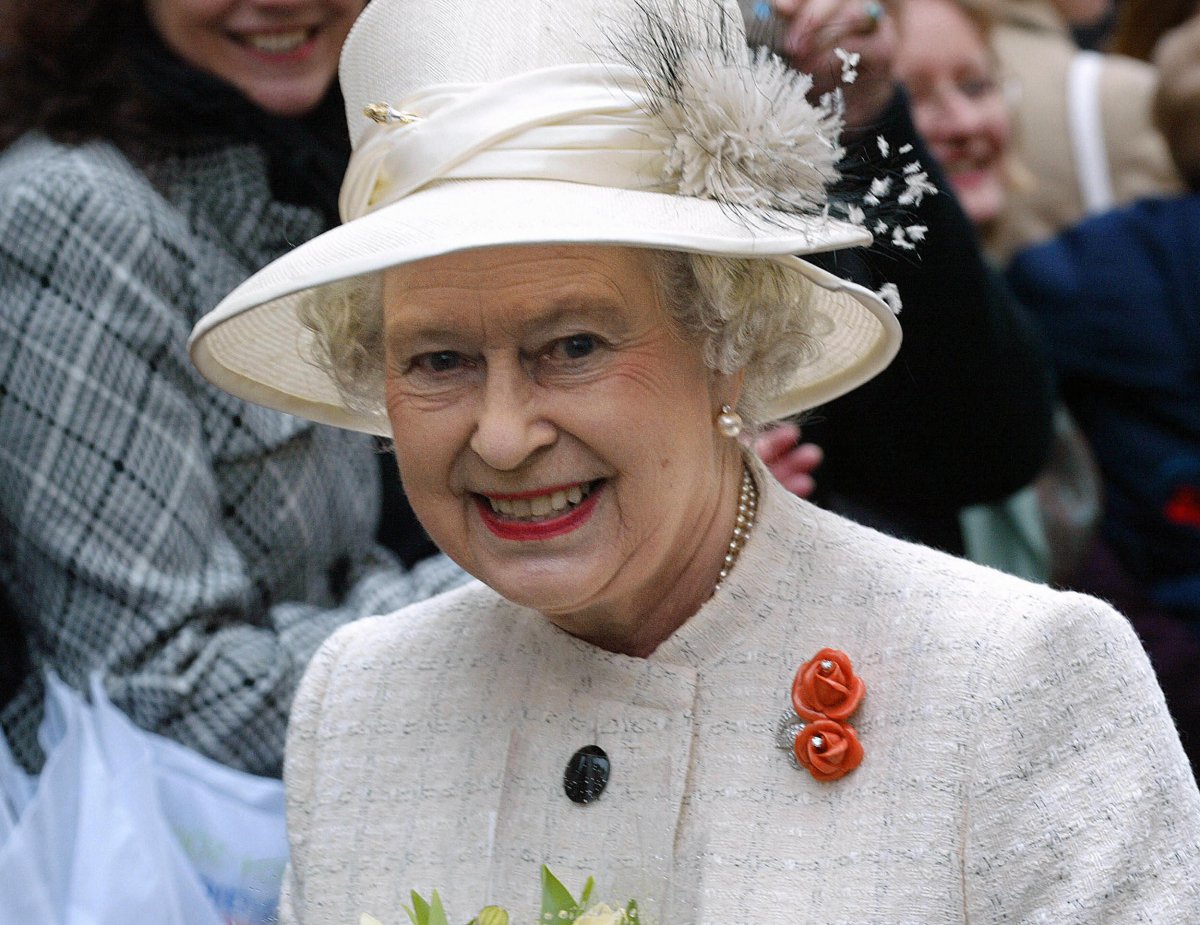 Queen Elizabeth II is pictured in Paris during a state visit to France on April 5, 2004 (THOMAS COEX/AFP via Getty Images)